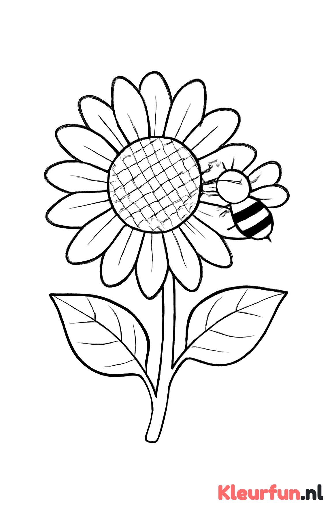 Zonnebloem met een bij
