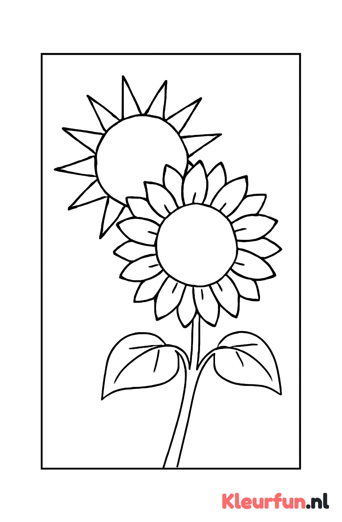 Zonnebloem met zon op achtergrond