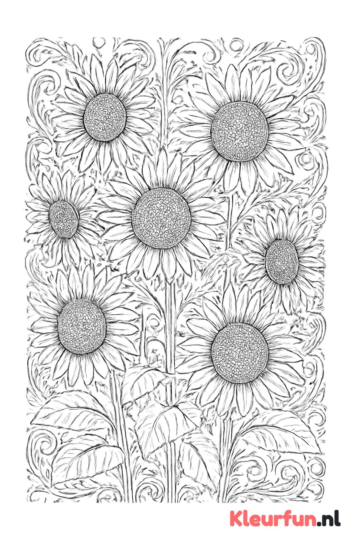 Driedimensionaal veld met zonnebloemen