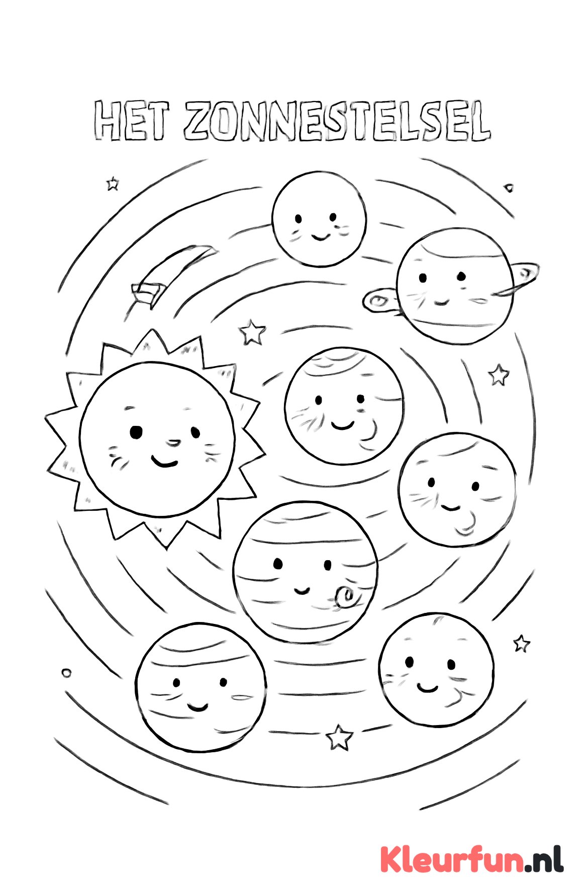 Cartoon stijl planeten in het zonnestelsel