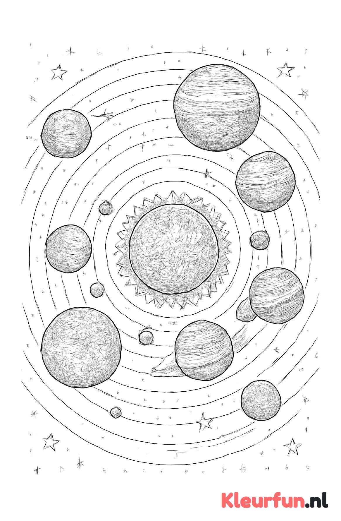Gedetailleerde zonnestelsel planeten