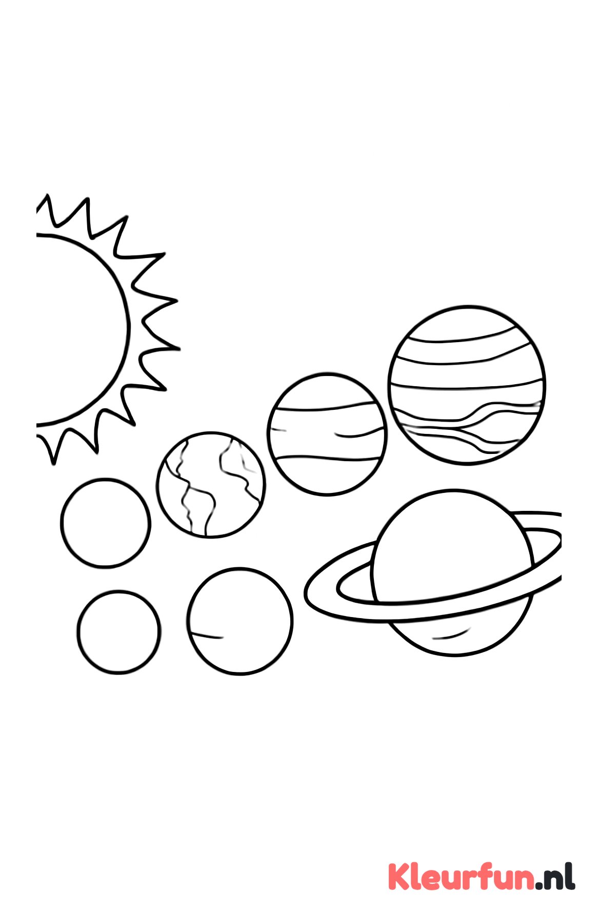 Zonnestelsel in een rij