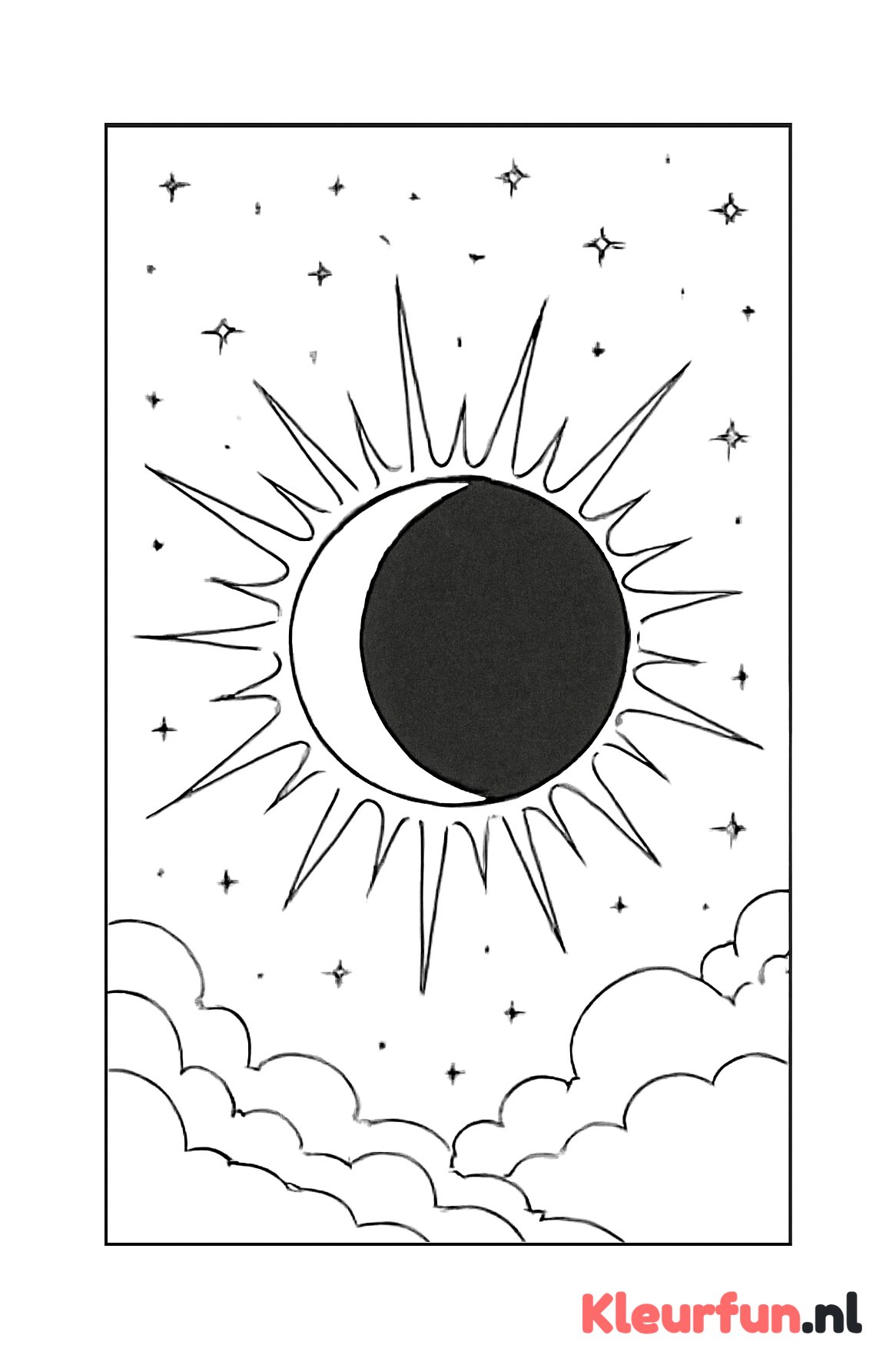 Zonsverduistering met sterrenhemel