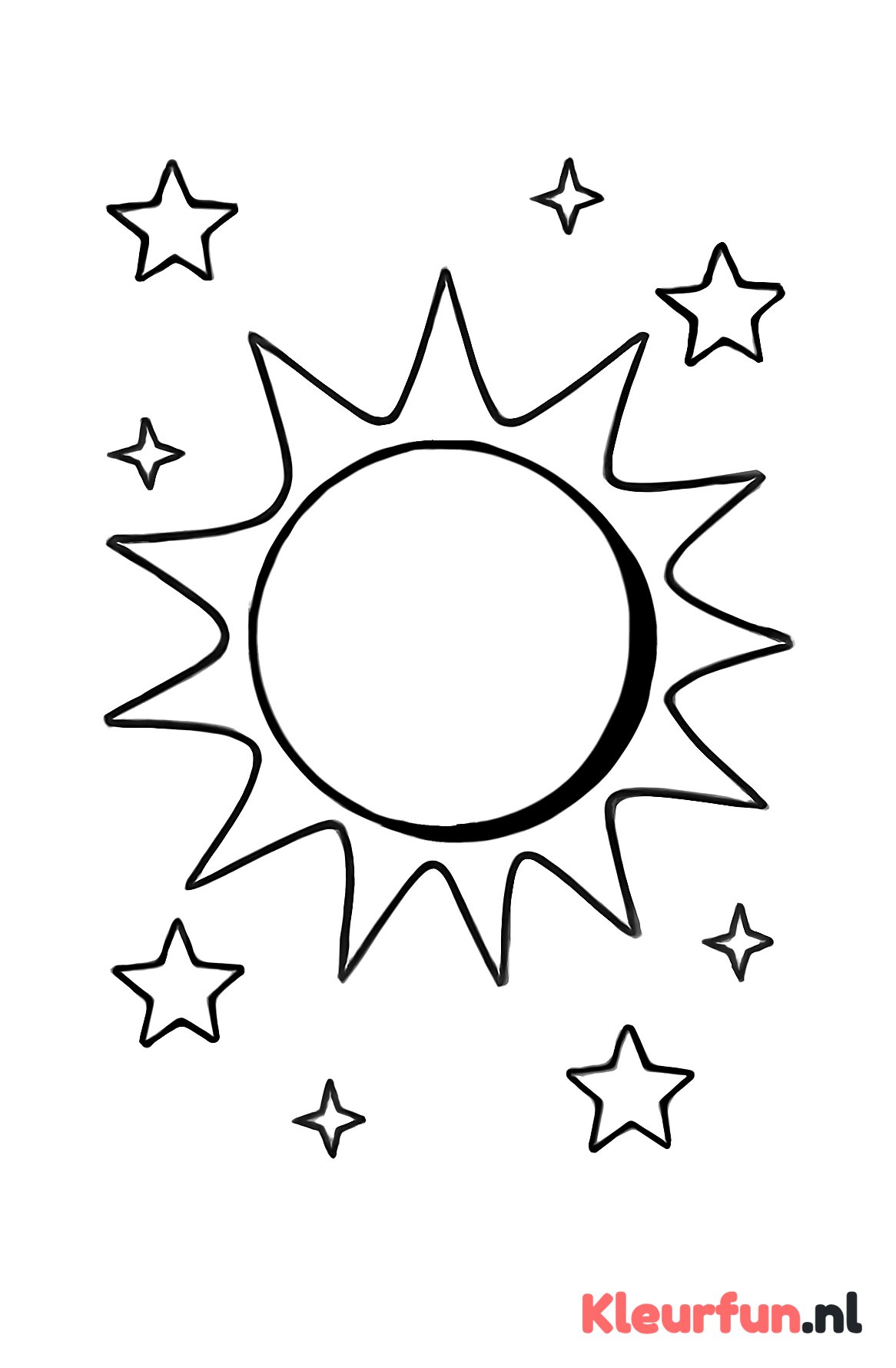 Zonsverduistering met maan en sterstralen