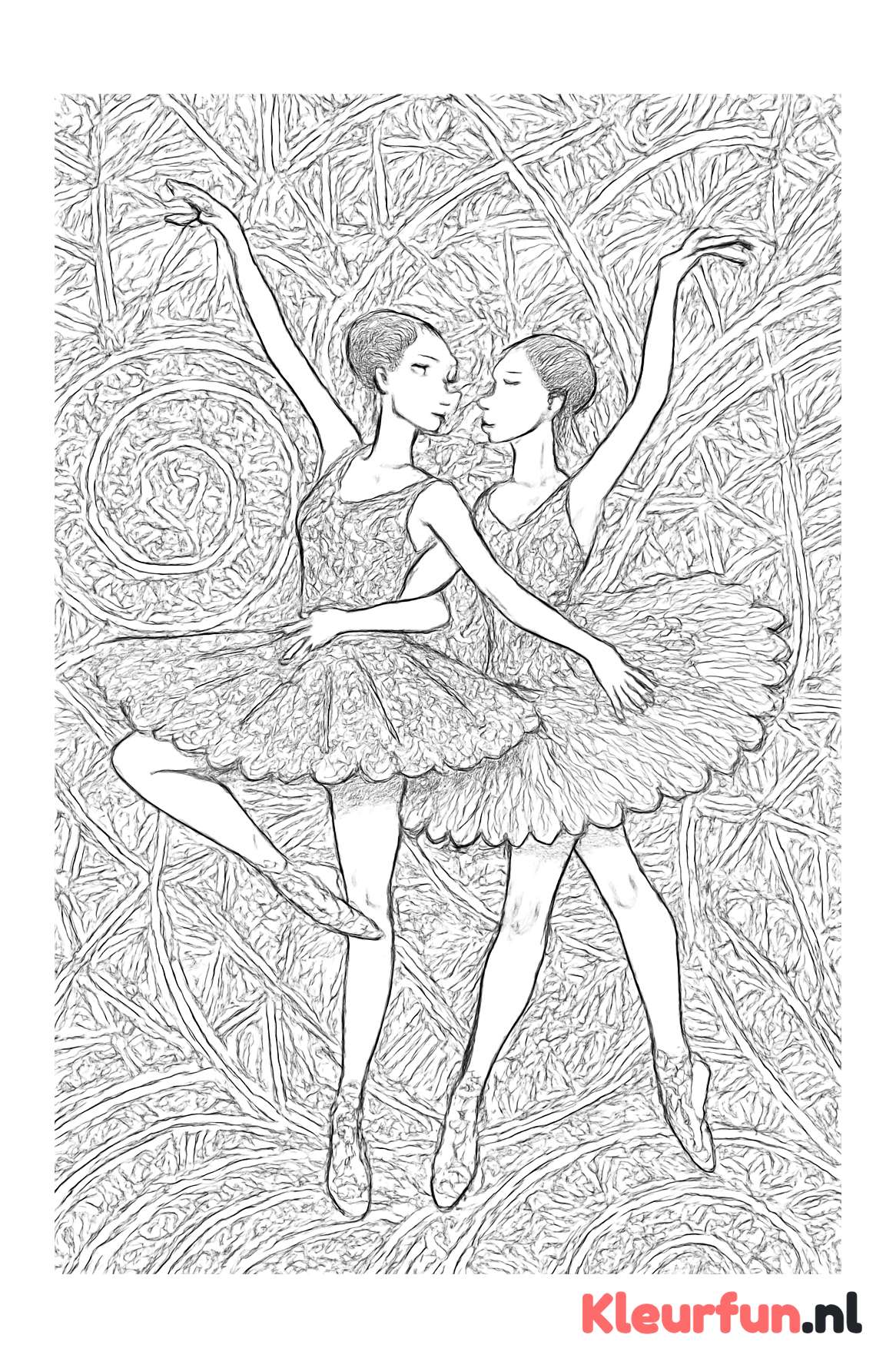 Ballerina's in duet met abstracte vormen