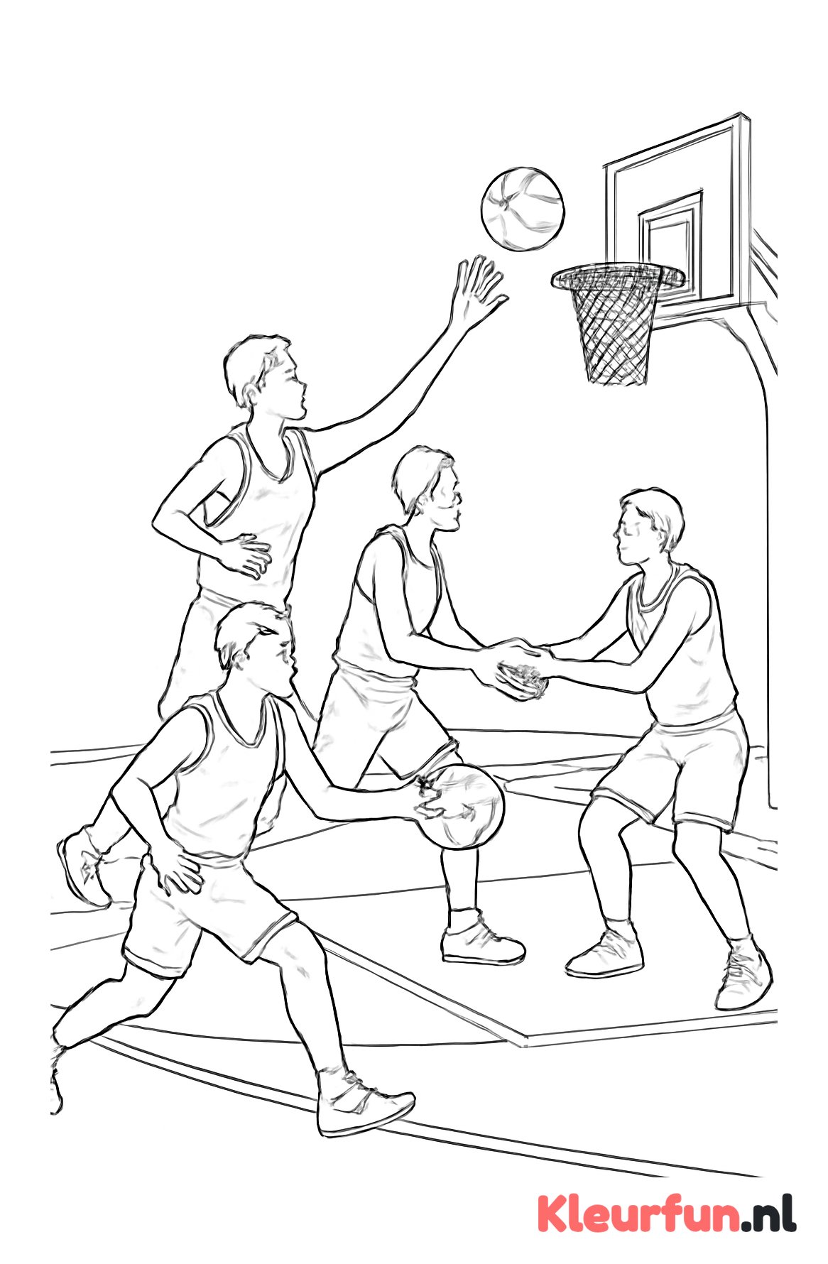 Basketbalwedstrijd in actie