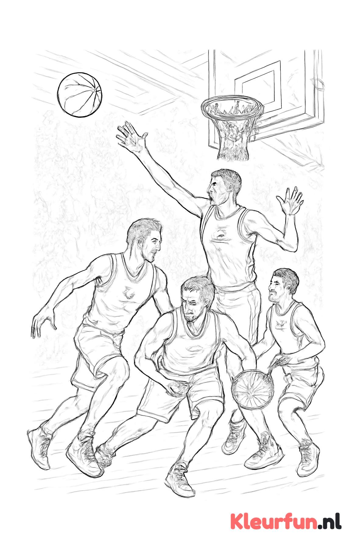Dynamische basketbalwedstrijd
