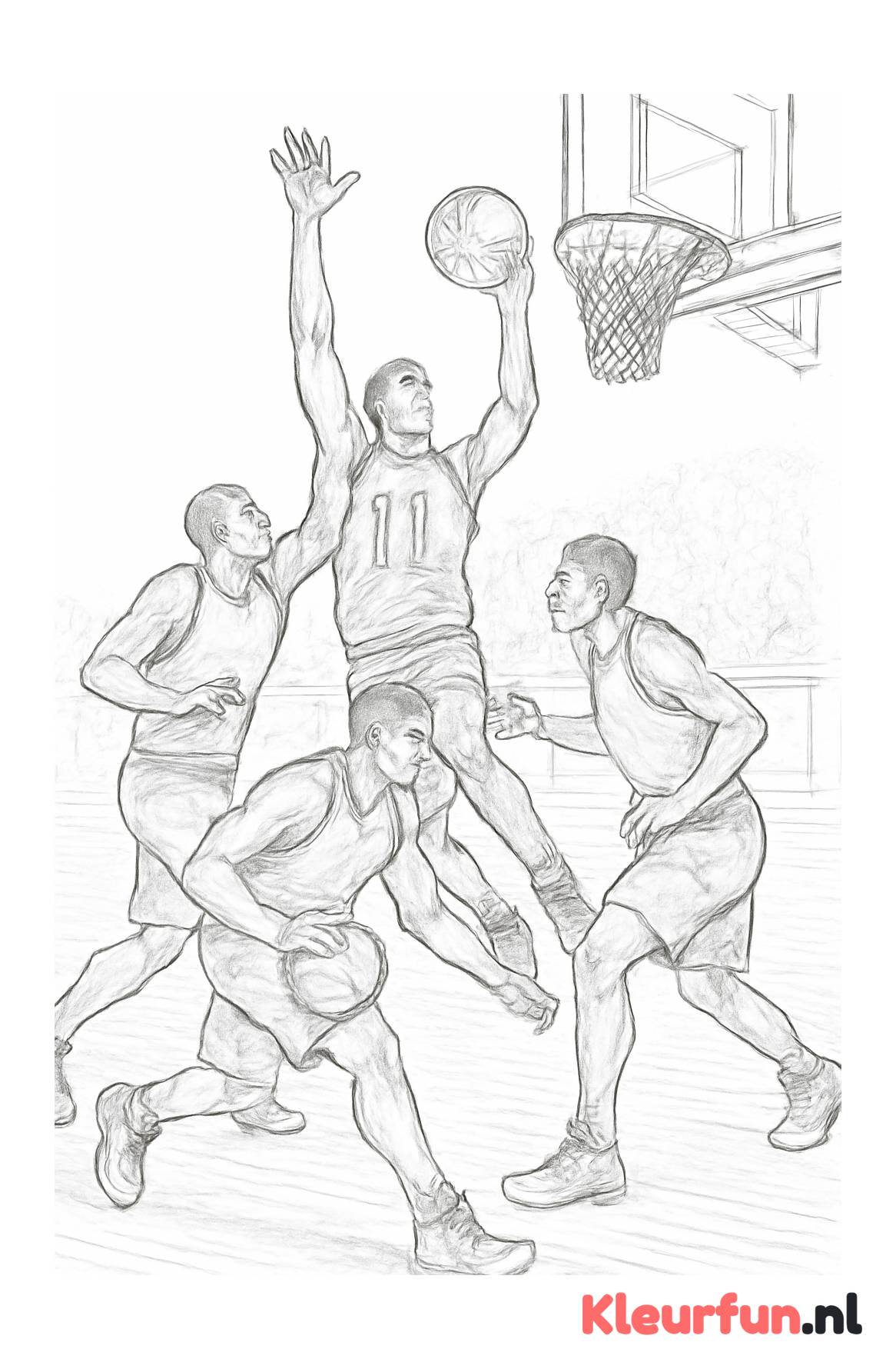 Basketbalwedstrijd in actie