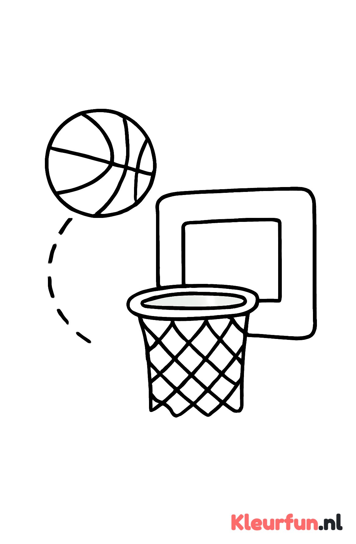 Basketbalbal bij basketbalring