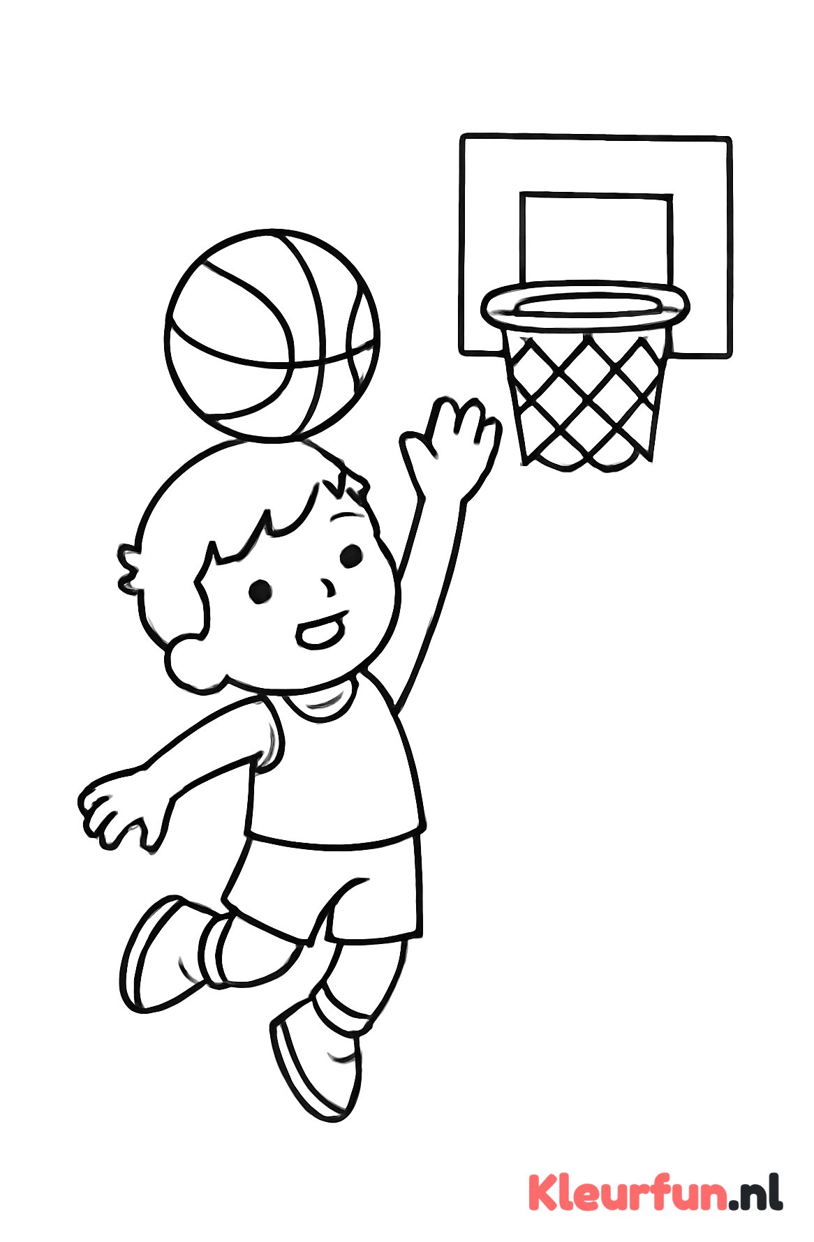 Basketballer die springt om te scoren