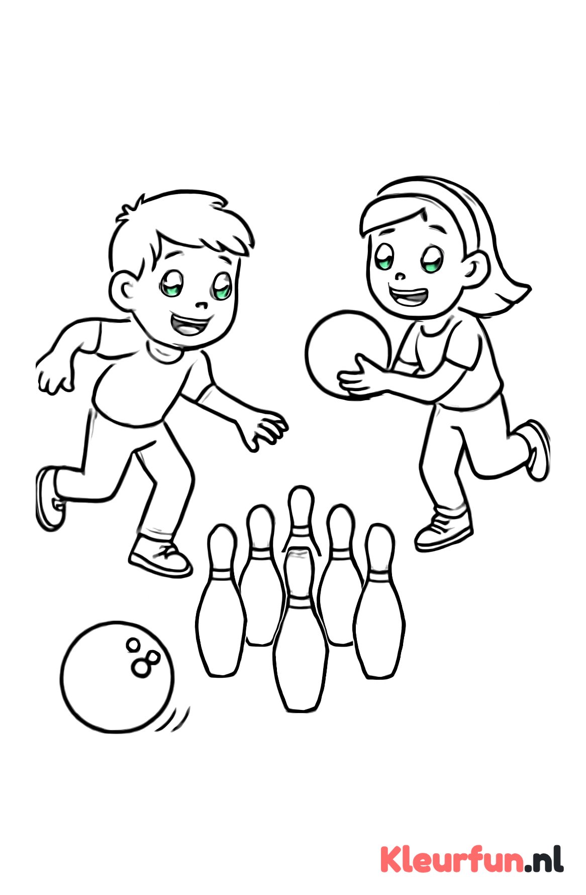 Bowlingwedstrijd tussen kinderen