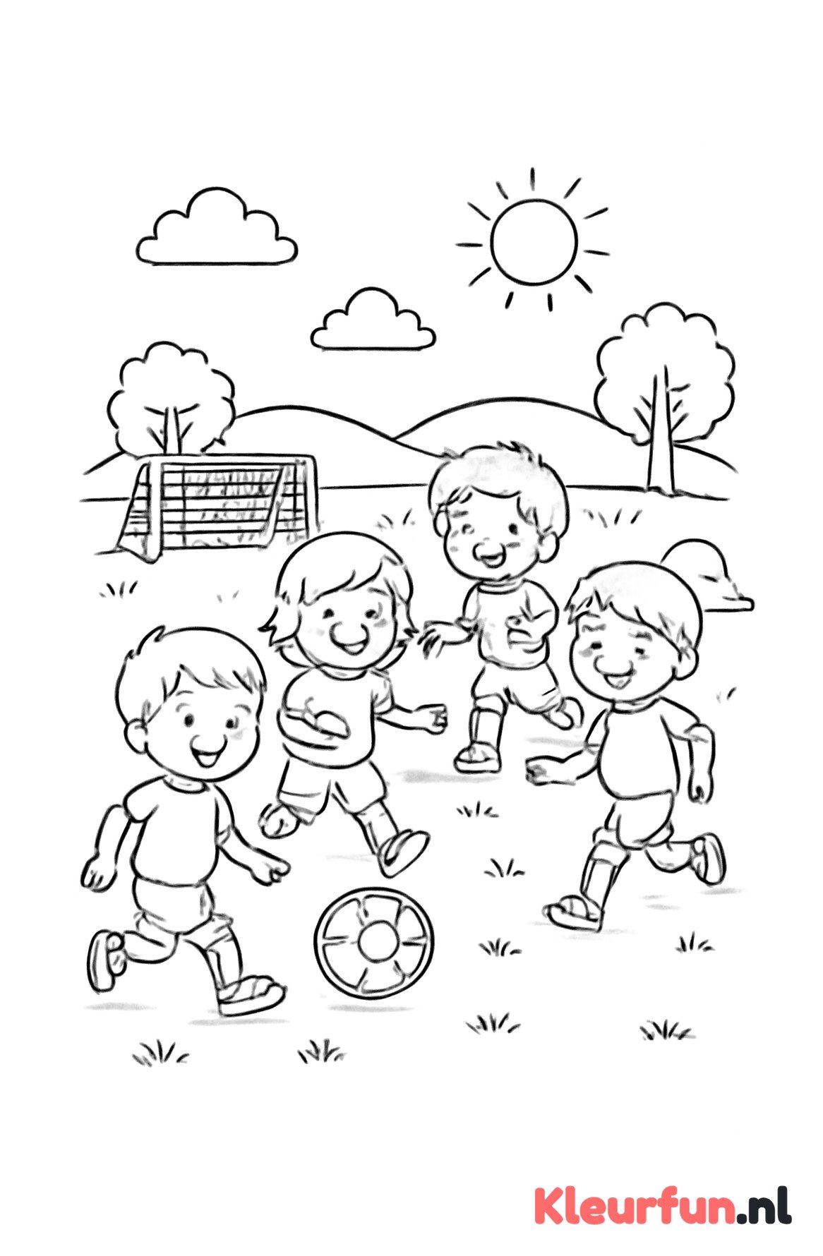 Buiten voetballen met kinderen