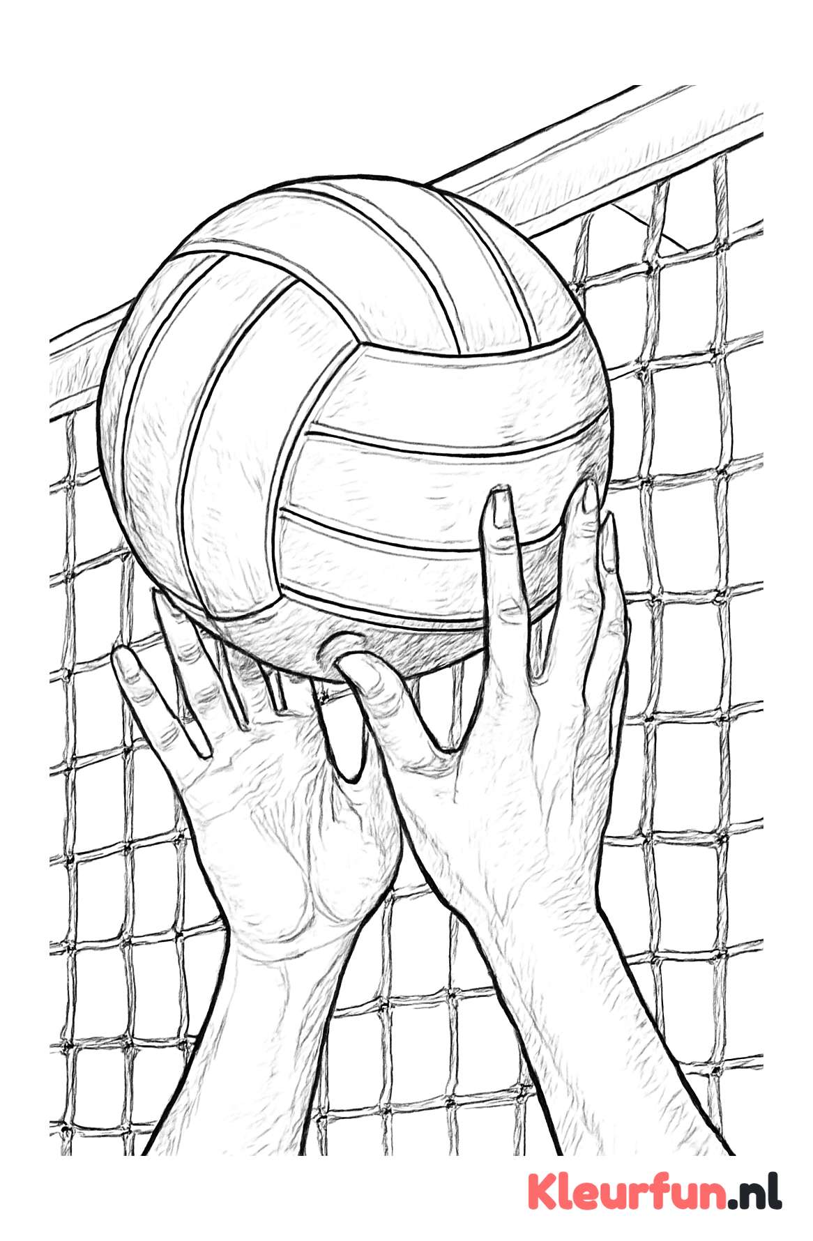 Close-up van volleybal en handen