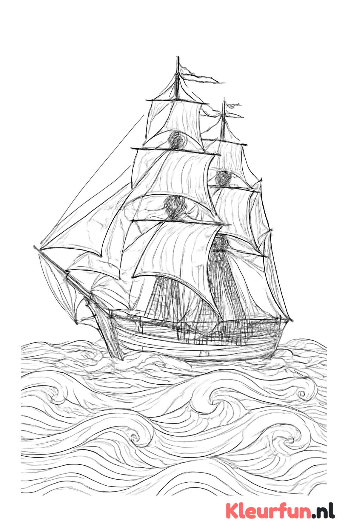 Gedetailleerde Zeilboot met Complexe Touwen