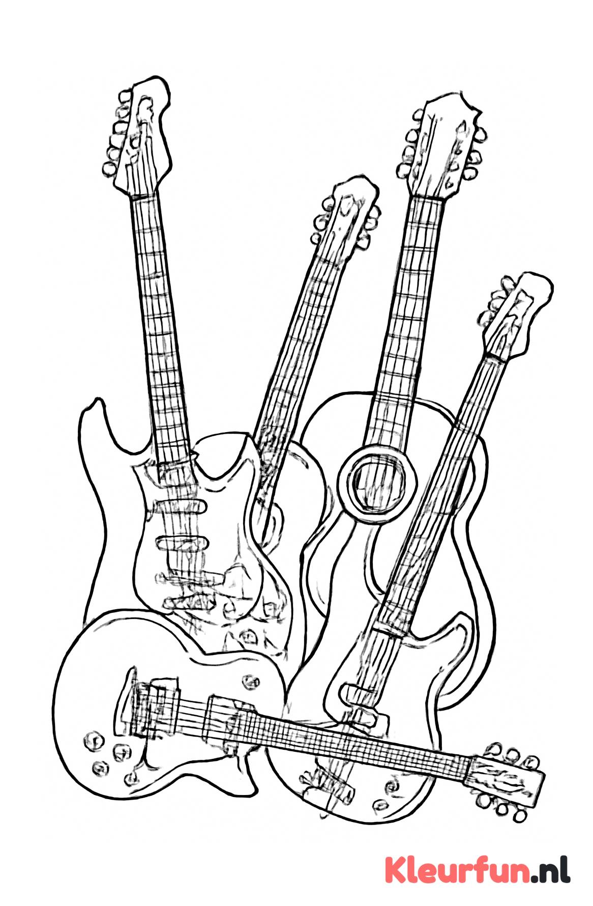 Diverse gitaren in detail