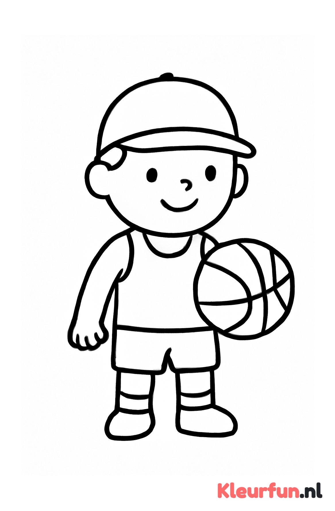 Eenvoudige basketbalspeler met bal