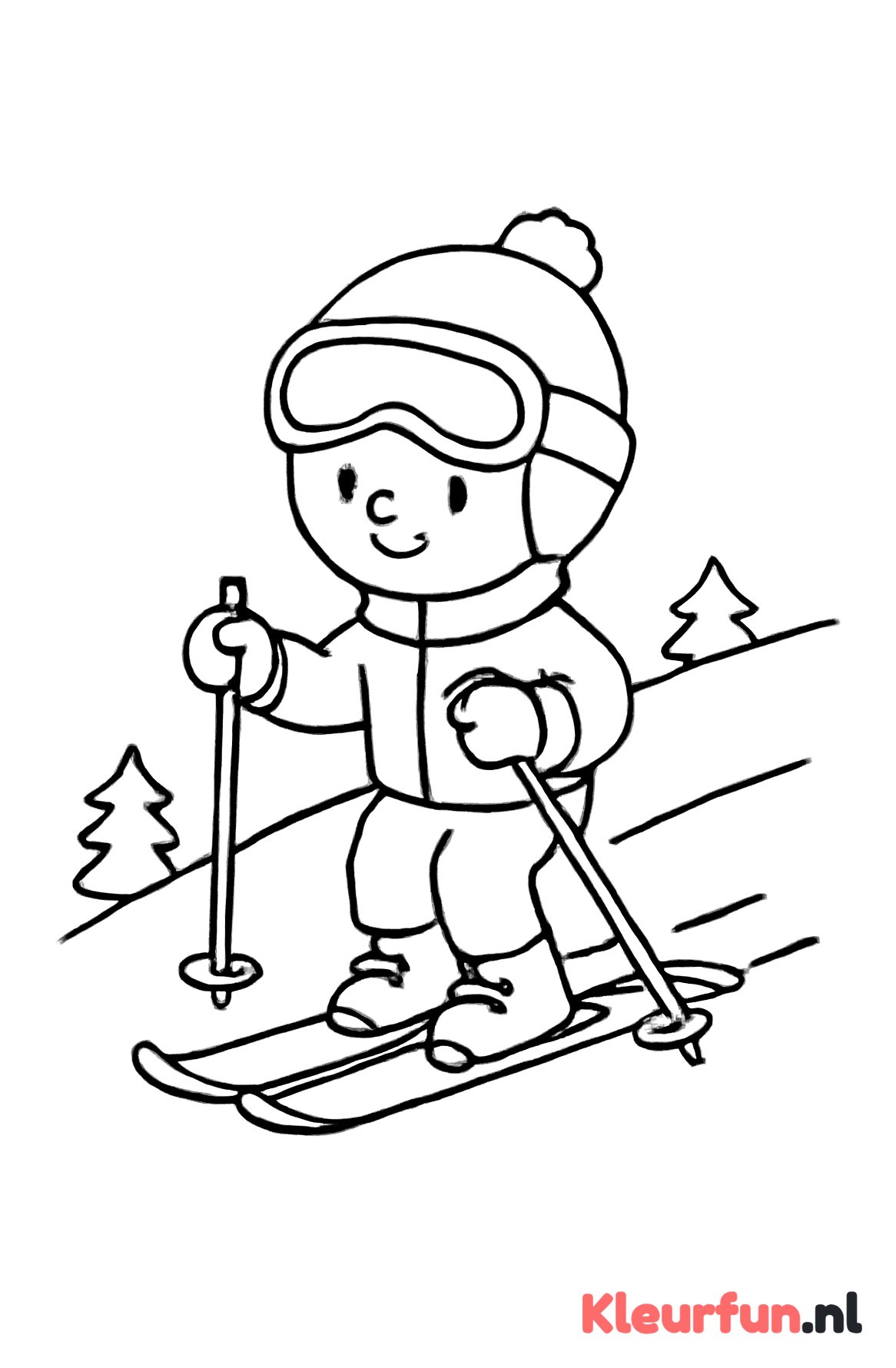 Eenvoudige skier op berghelling