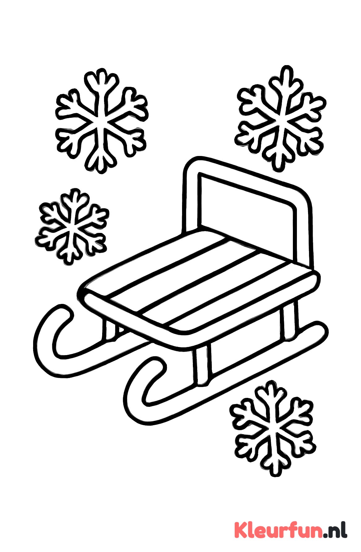 Eenvoudige slee met sneeuw