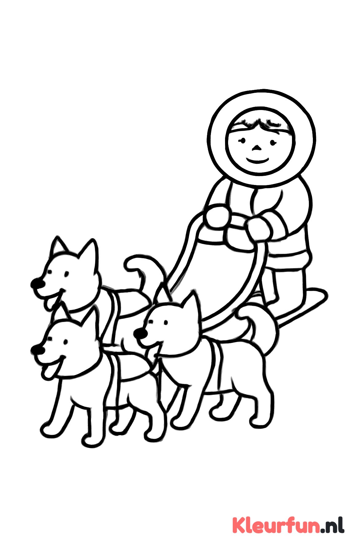 Eskimo met hondenslee en honden