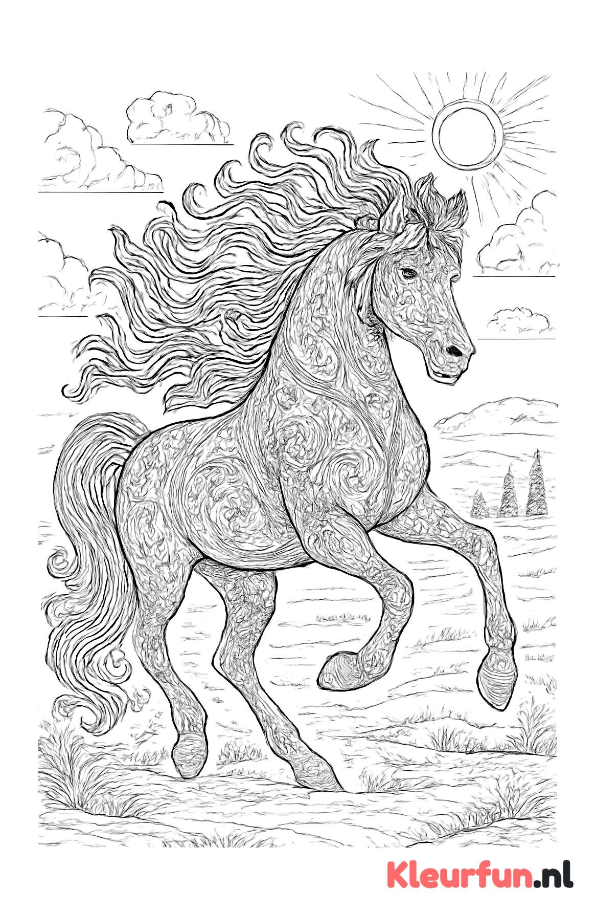 Galopperend paard in detail