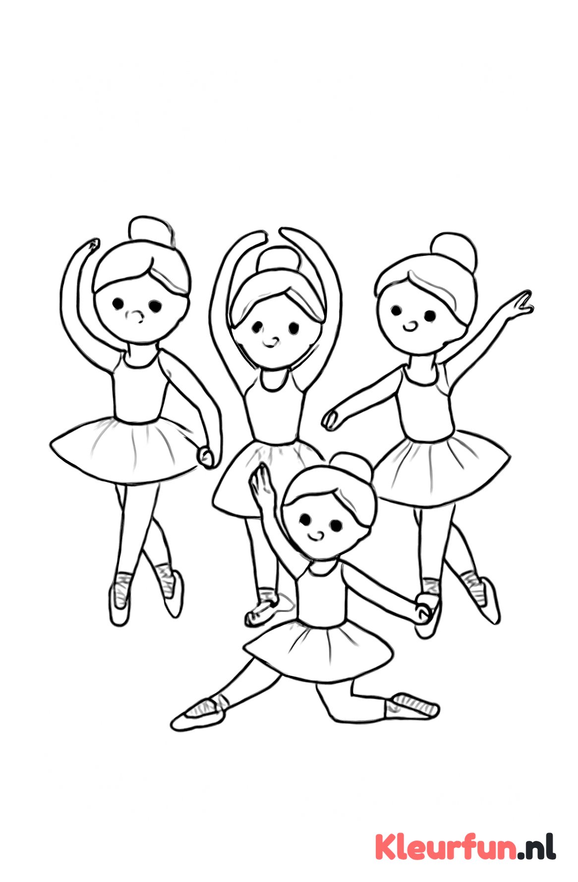 Groep ballerina's in poses