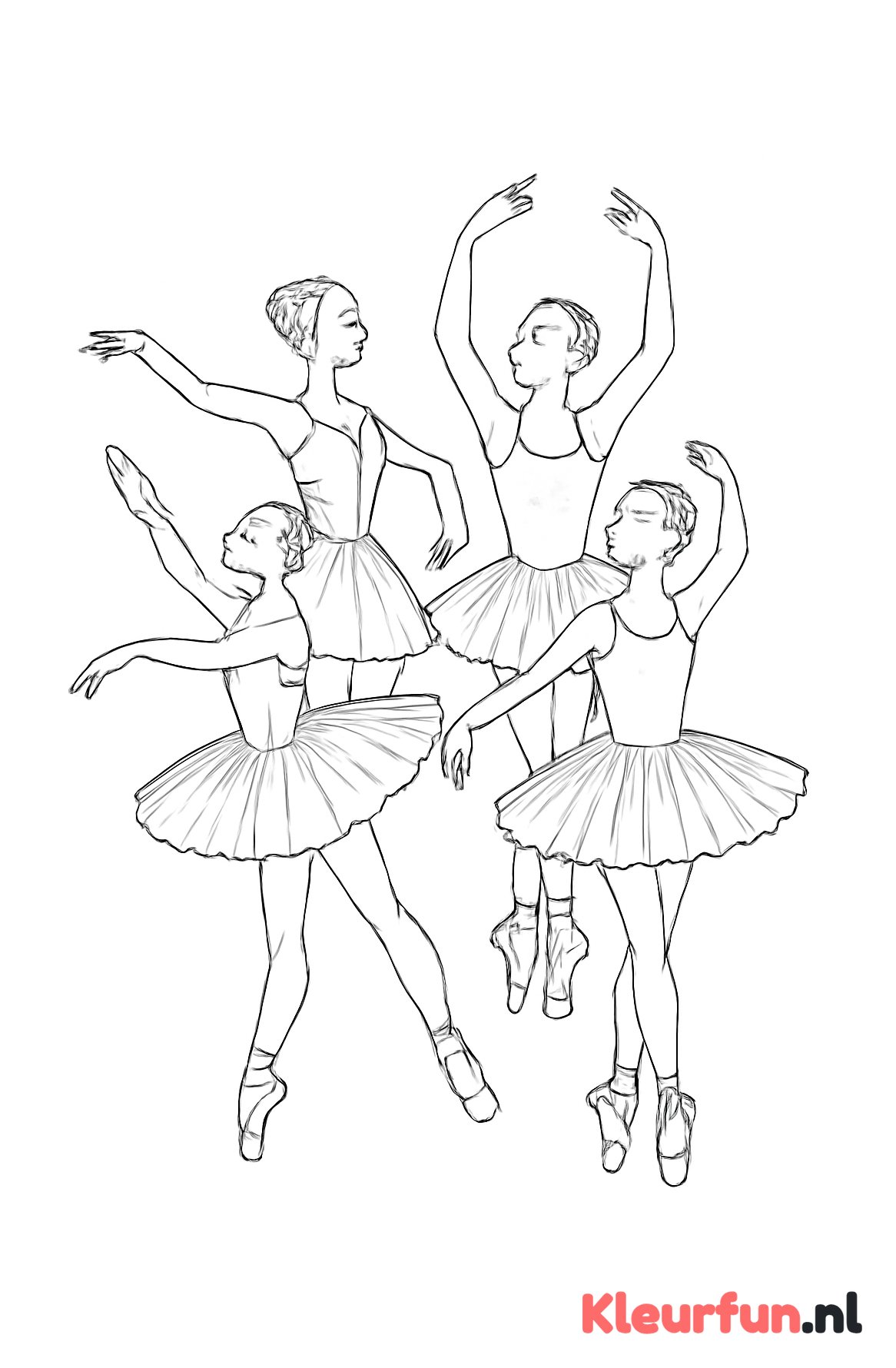 Groep ballerina's in diverse poses