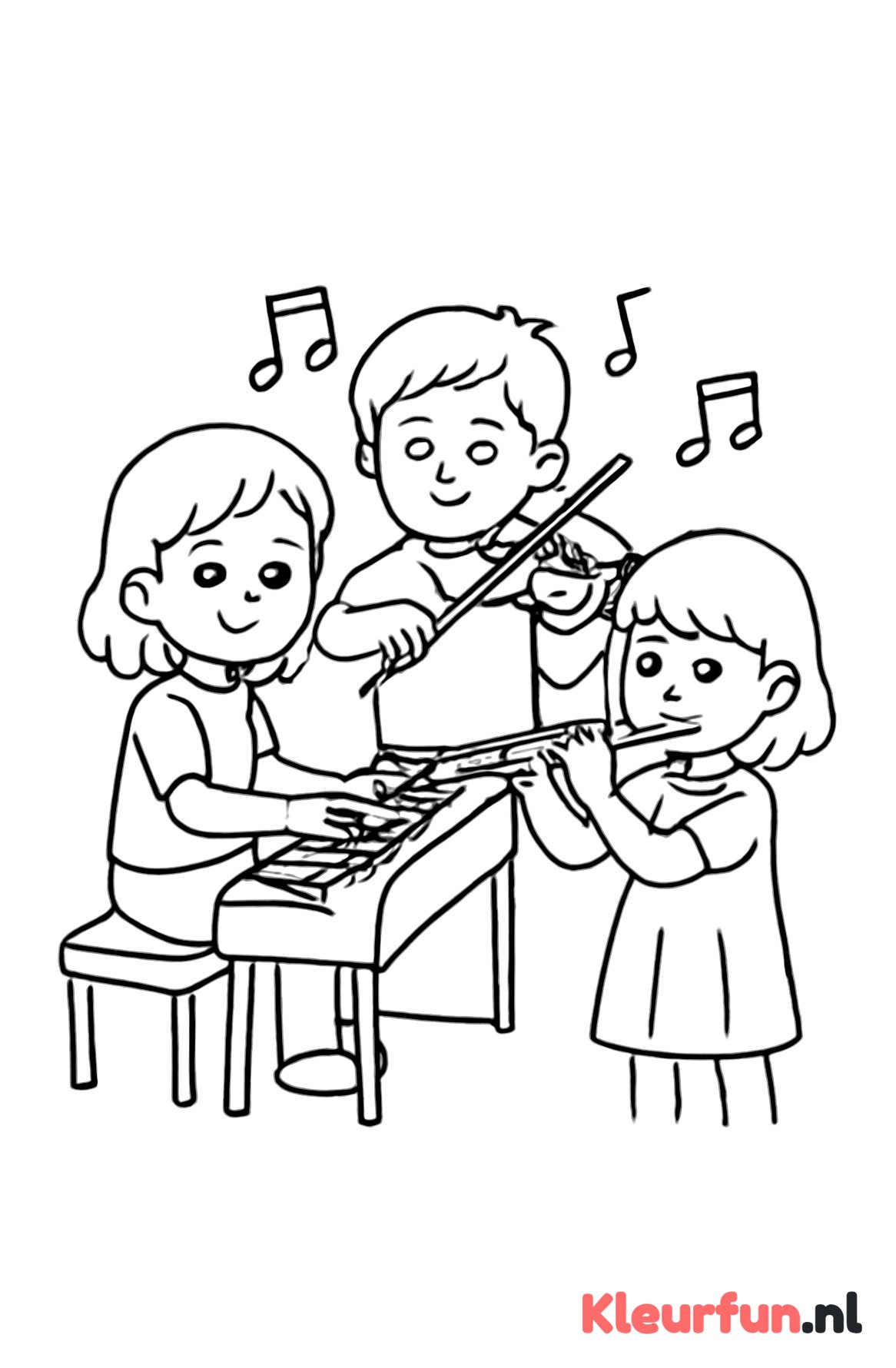 Groep kinderen met muziekinstrumenten