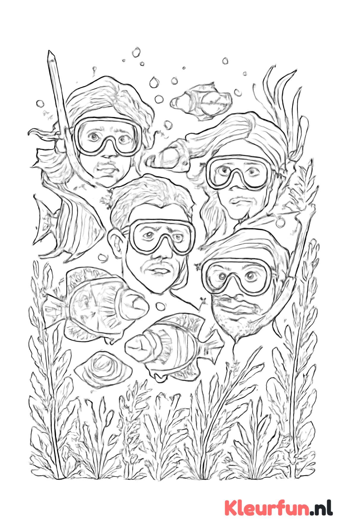 Groep snorkelaars met duikbrillen