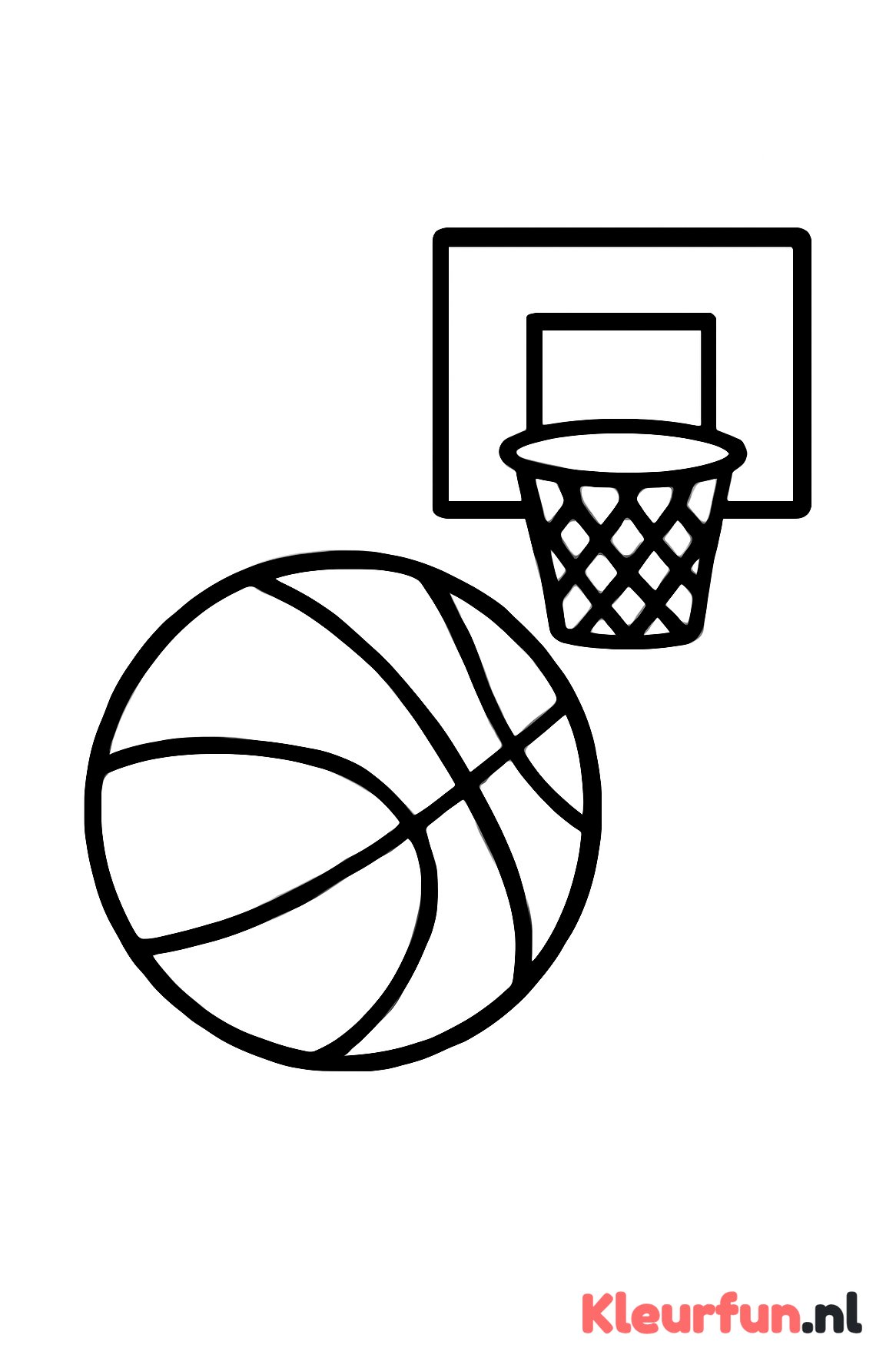 Grote basketbal kleurplaat voor peuters