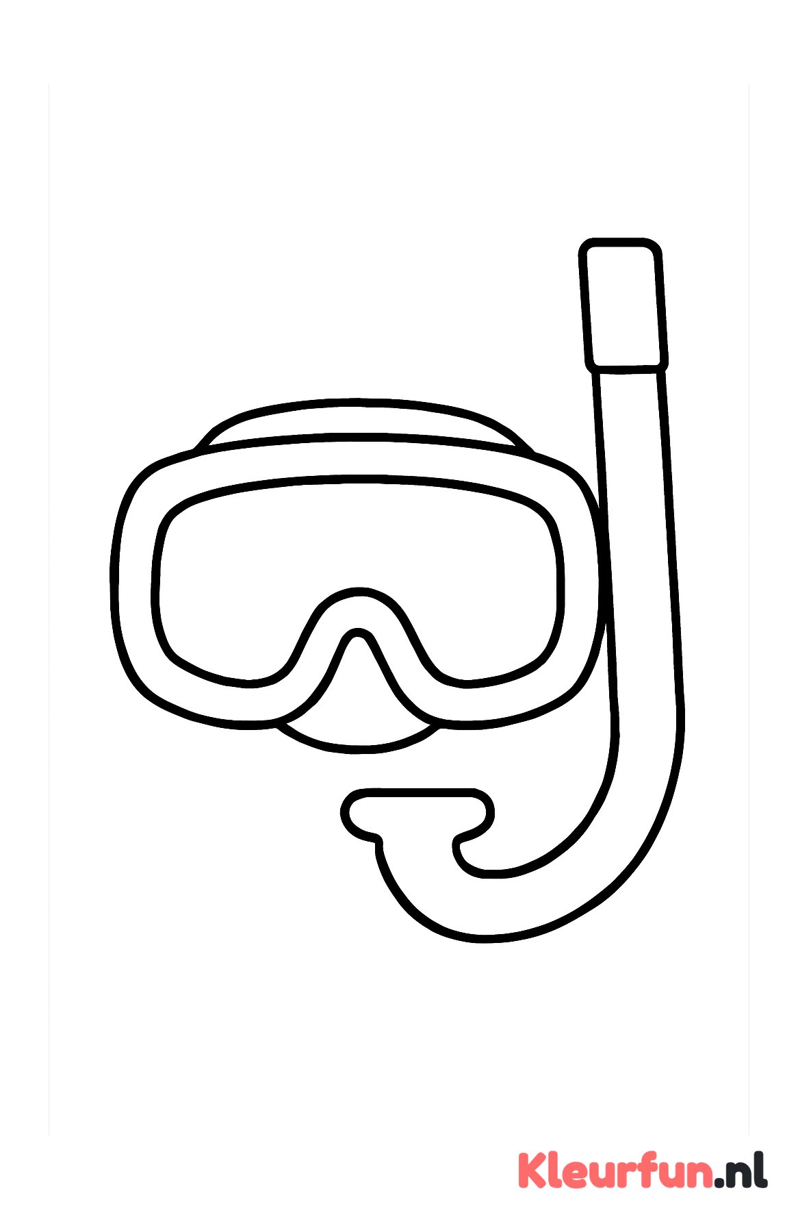 Grote duikbril en snorkel kleurplaat