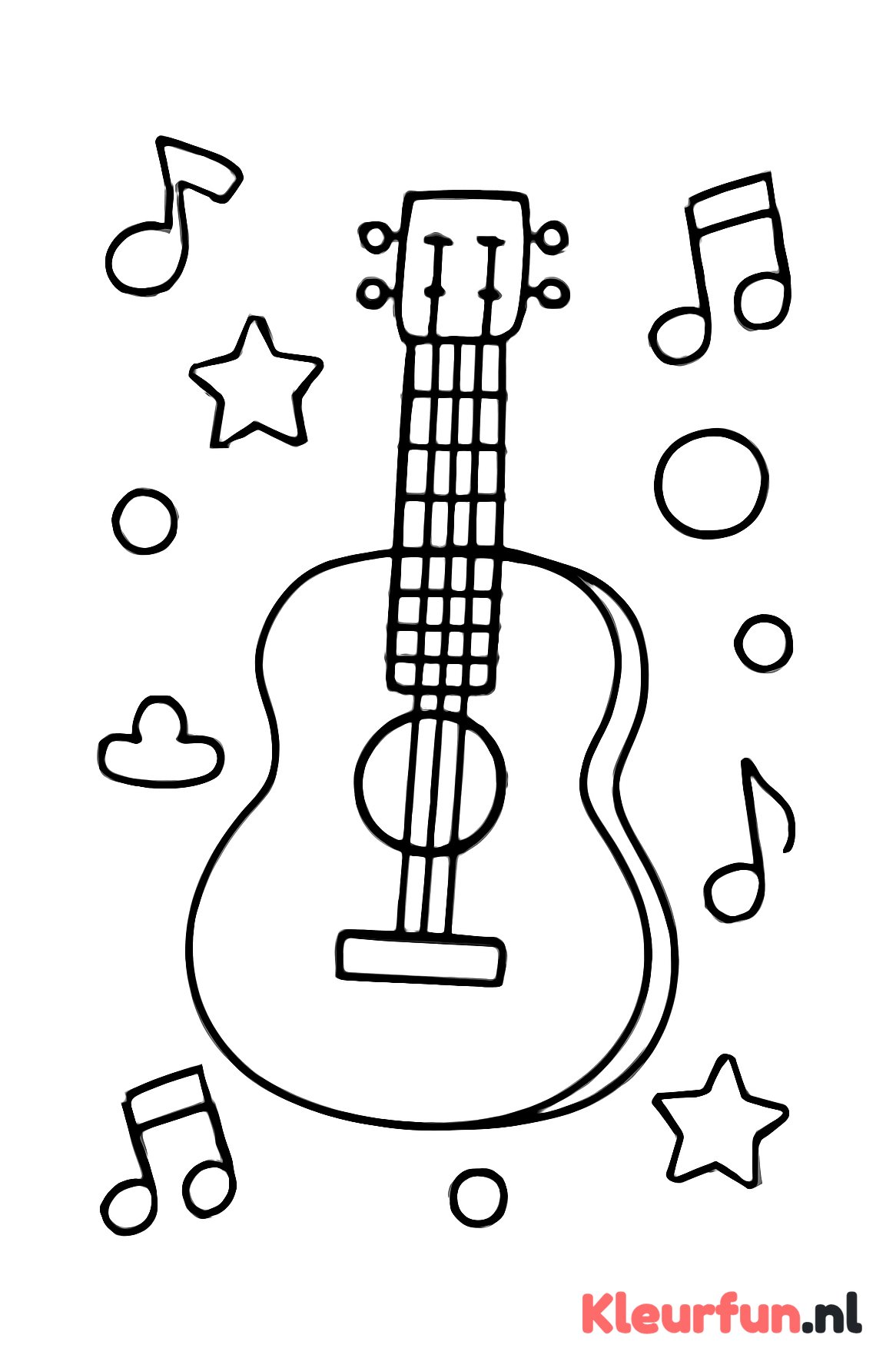Grote gitaar met muzikale noten