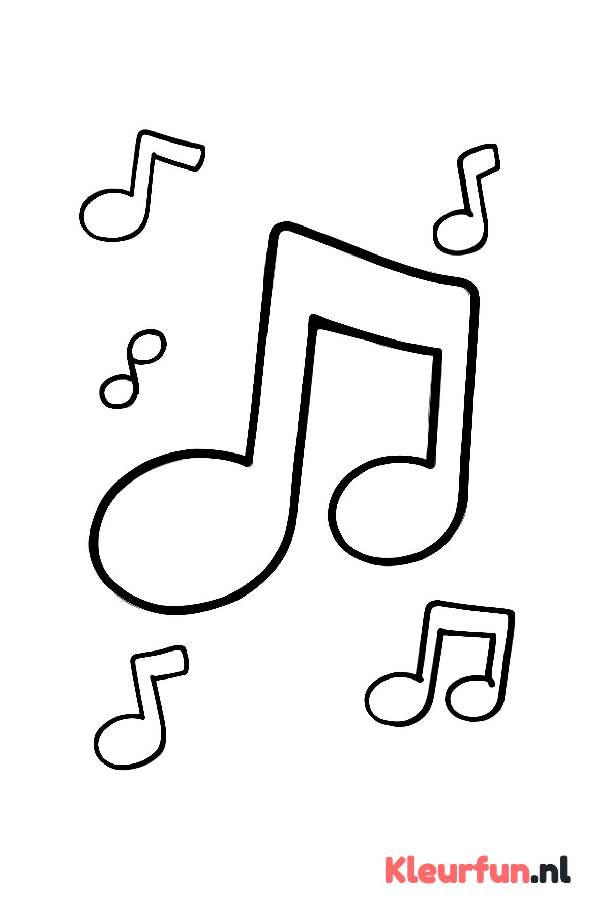 Grote muzieknoot met kleine noten