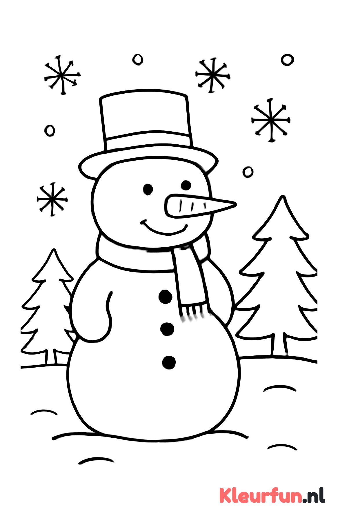 Grote sneeuwpop met hoed