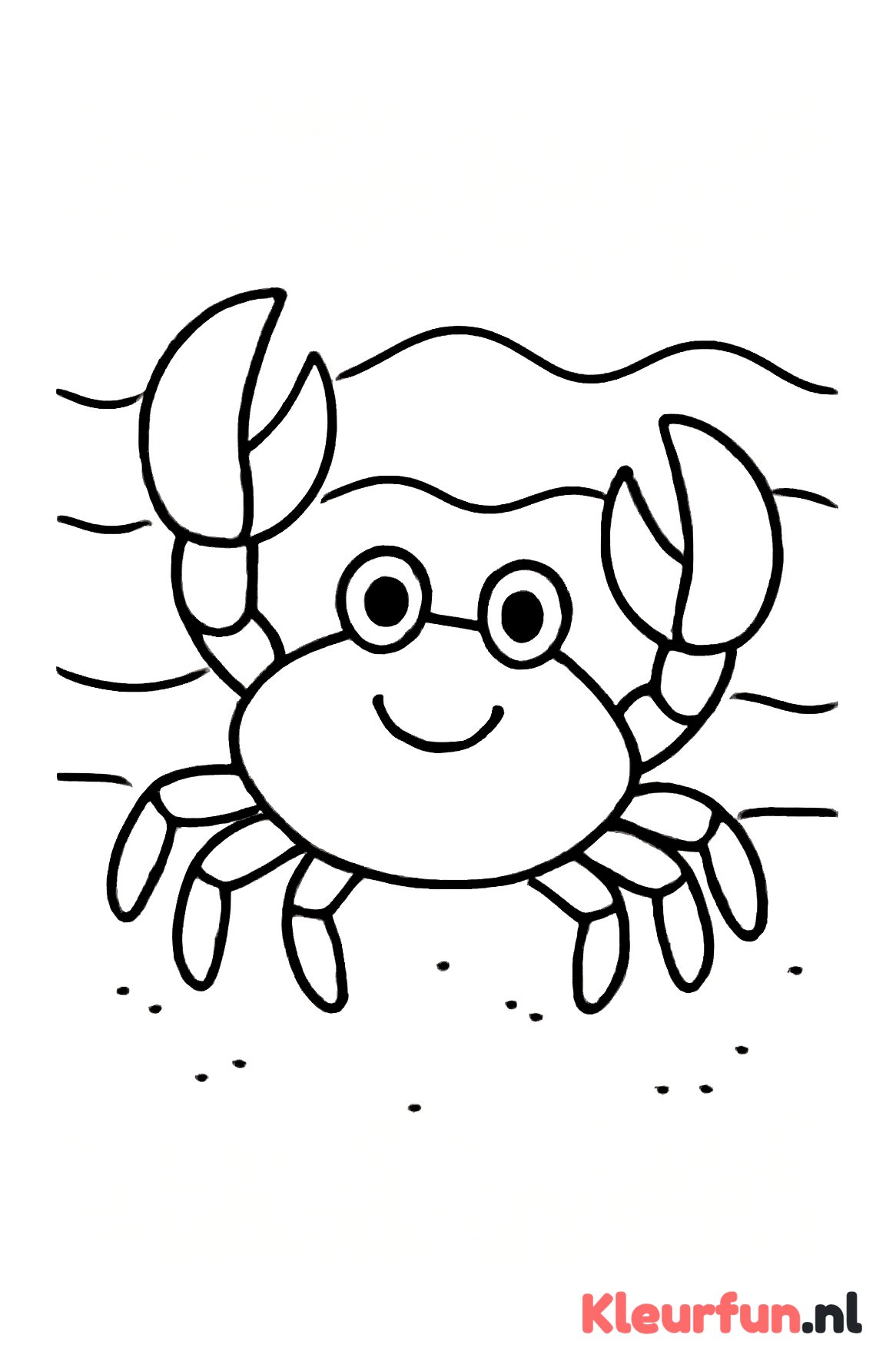 Grote vrolijke krab op het strand