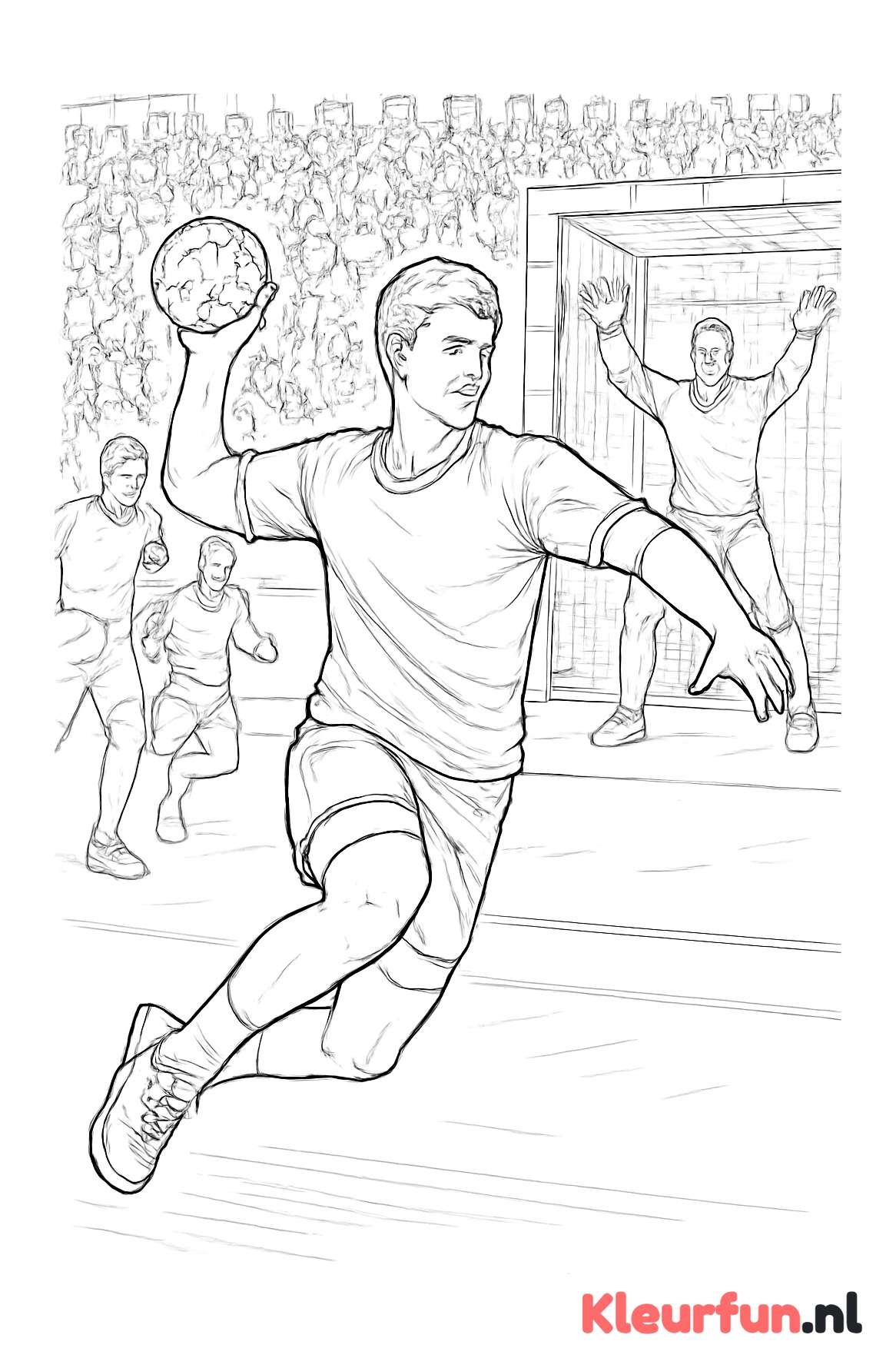Handbalspeler gooit naar doel