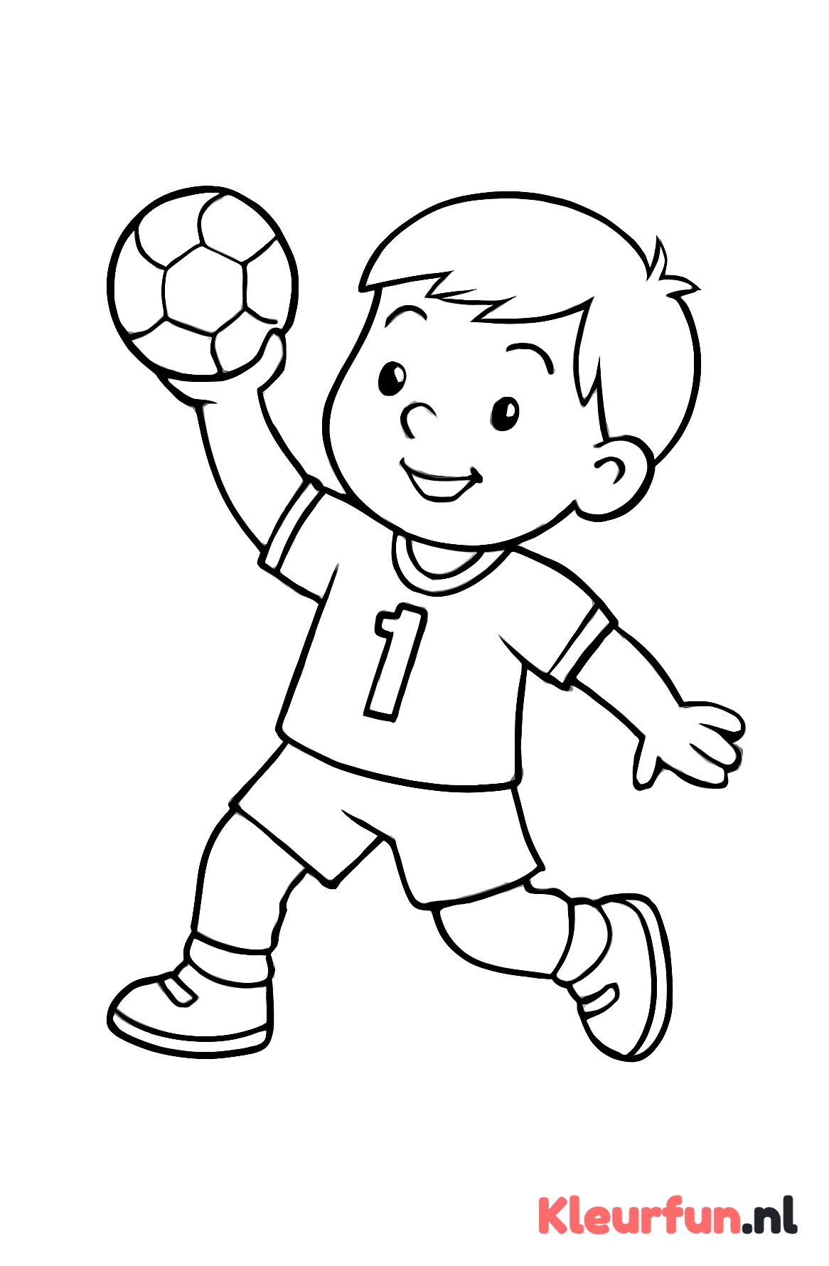 Kleuter speelt handbal met bal