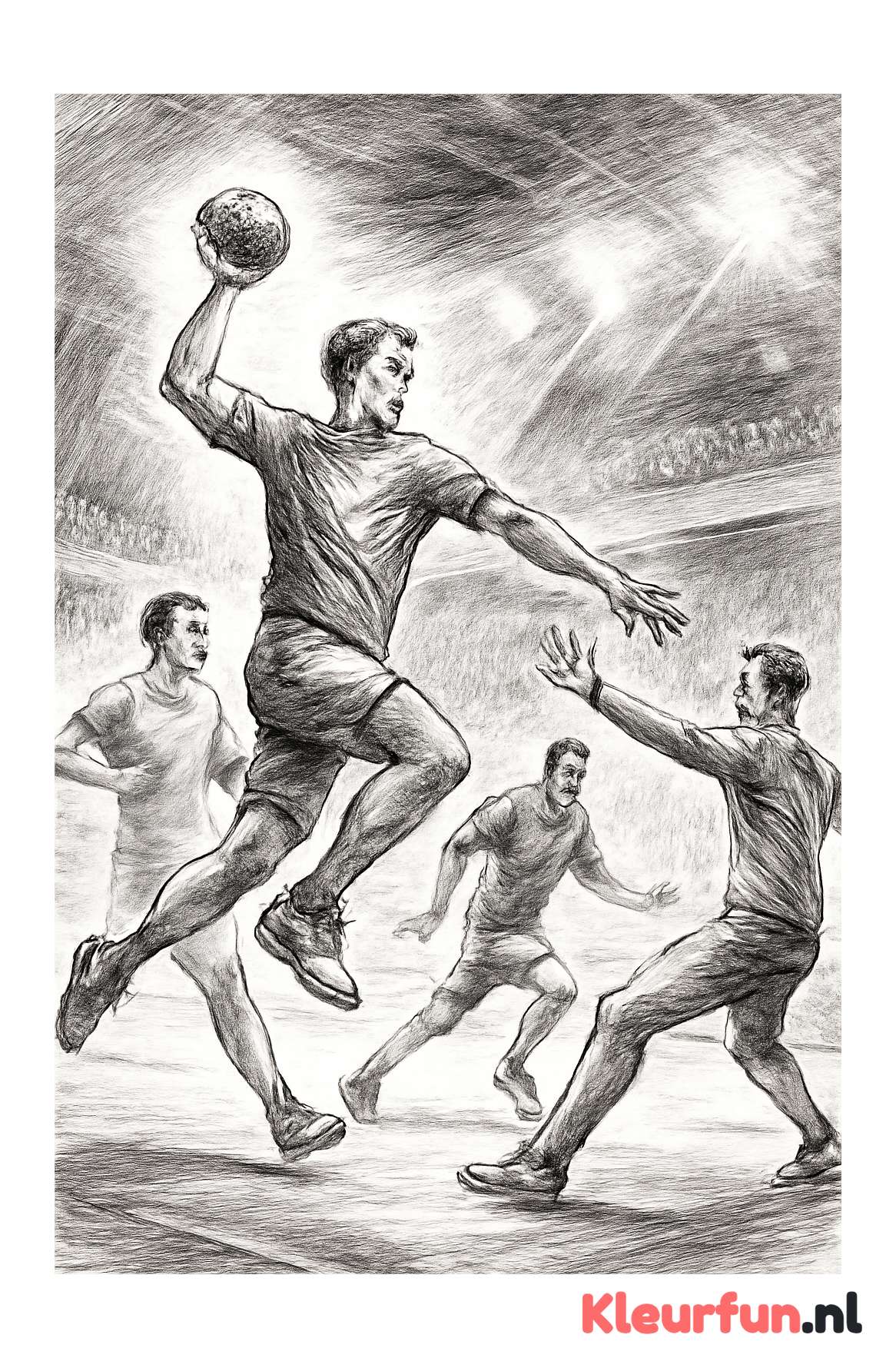 Wedstrijd handbal in stadion