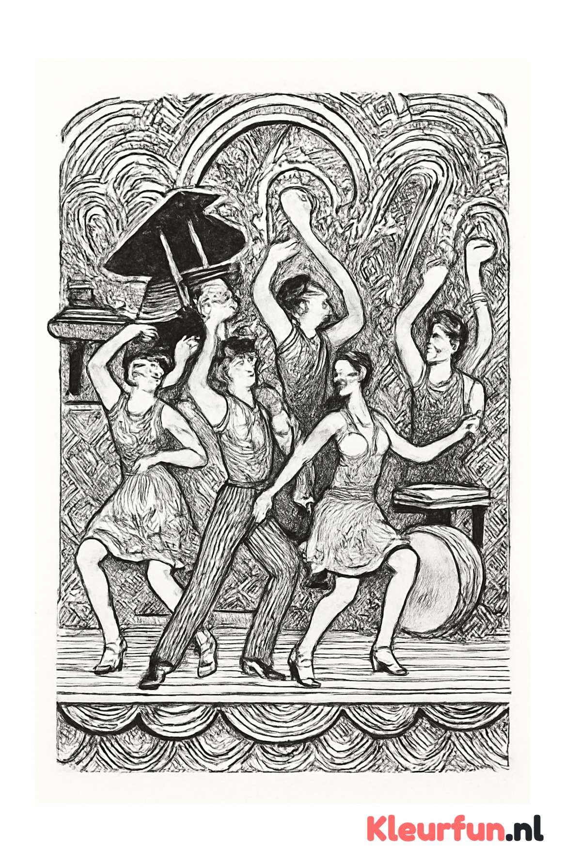 Jazzdansgroep op podium