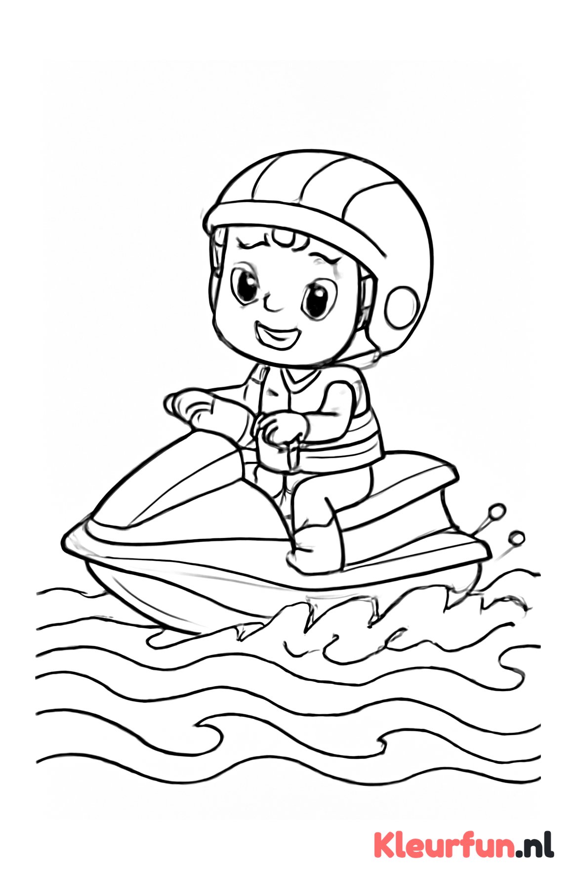 Kind op jetski in actie