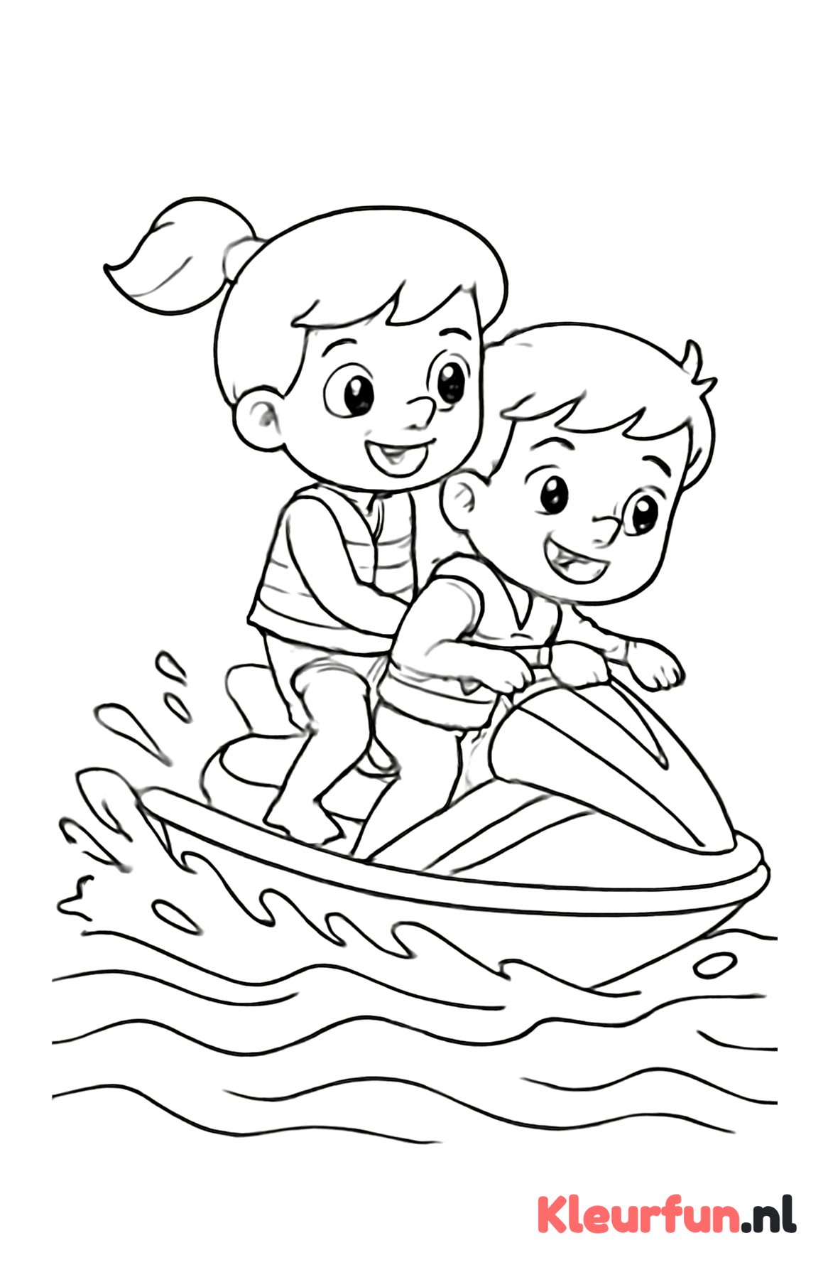 Jetski race met twee kinderen