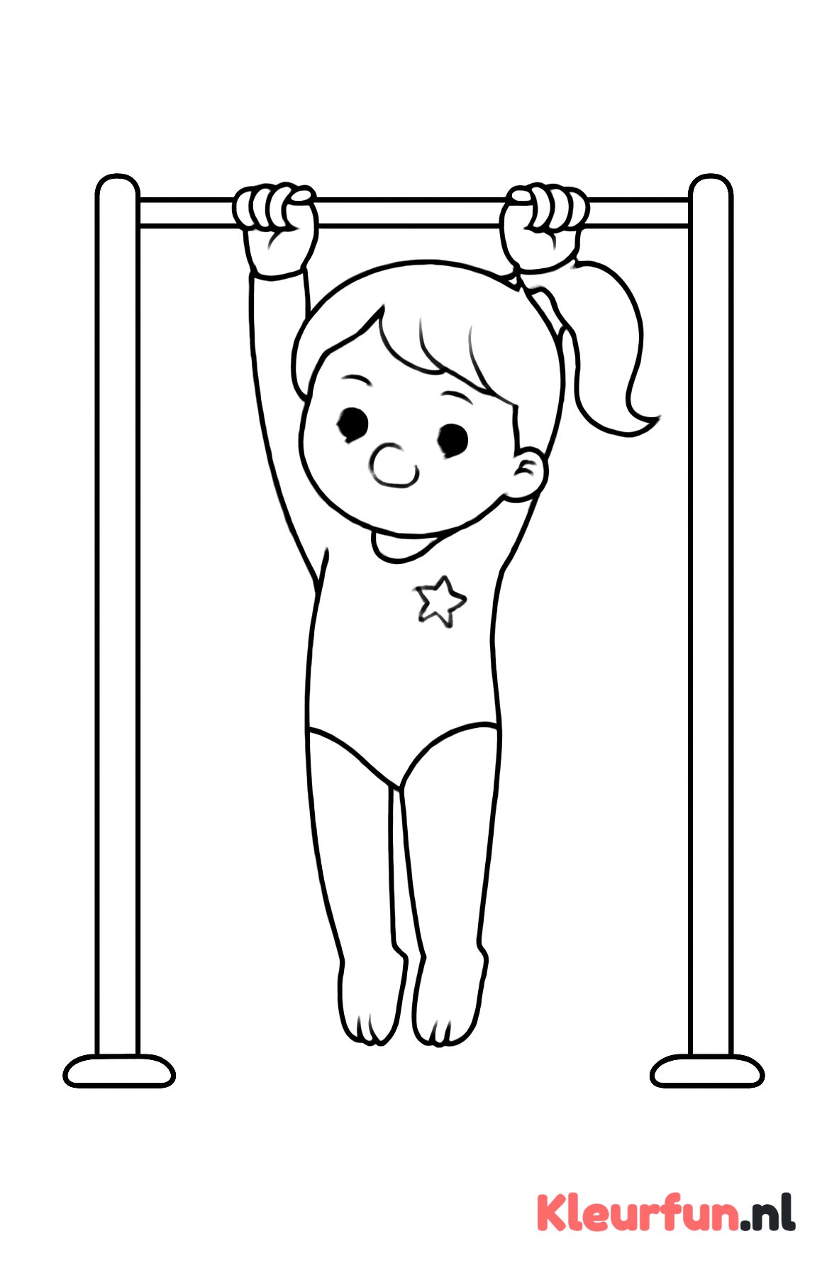 Jonge gymnaste aan rekstok