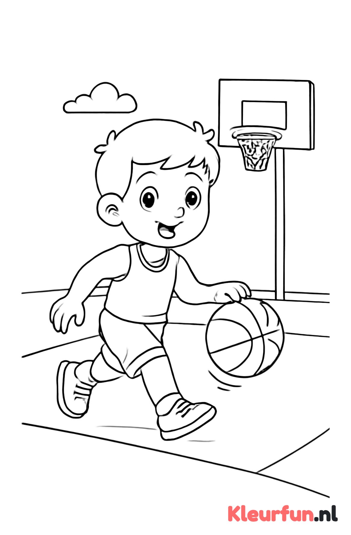 Jonge basketballer die dribbelt