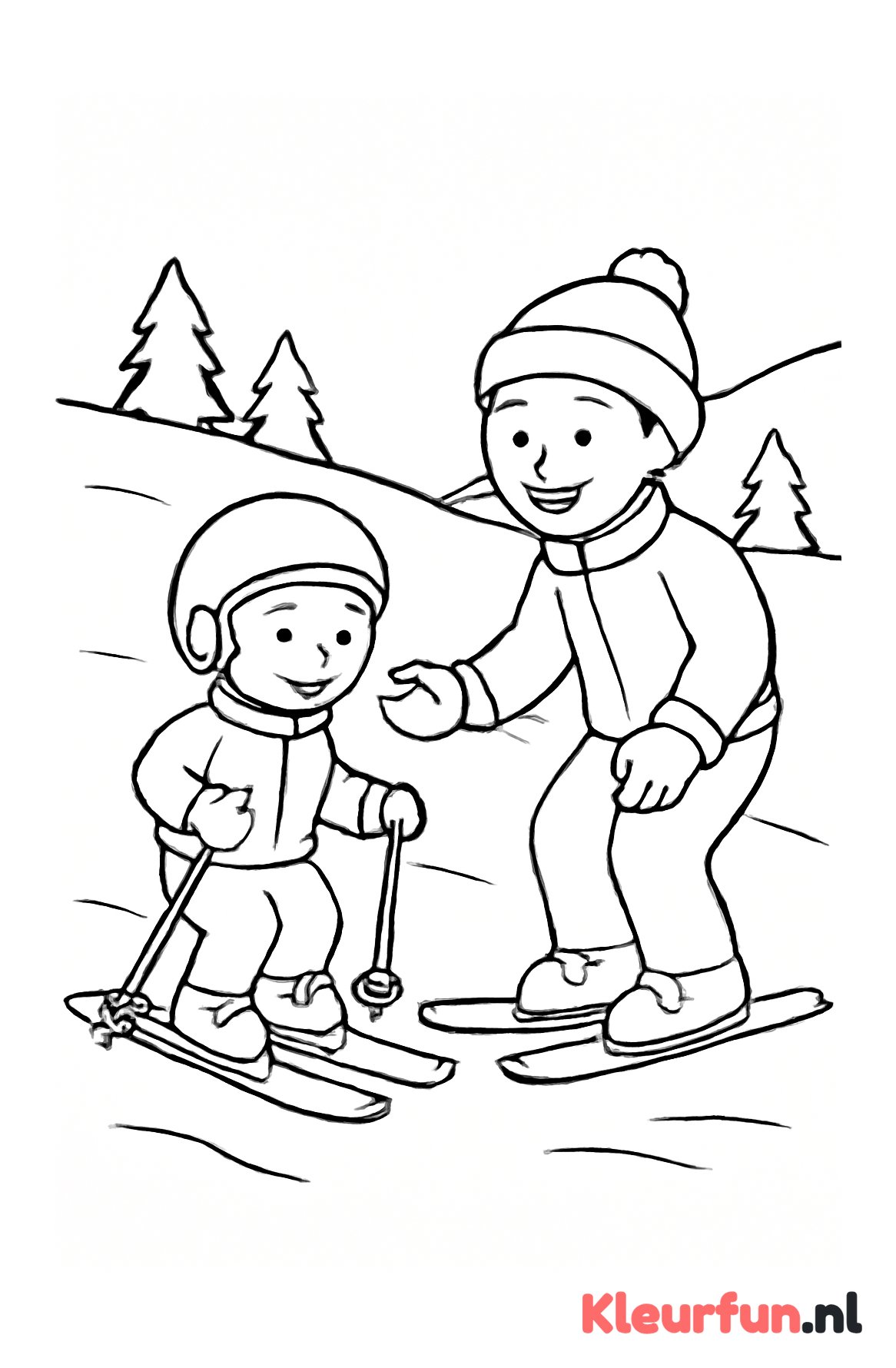 Jonge skiër met instructeur