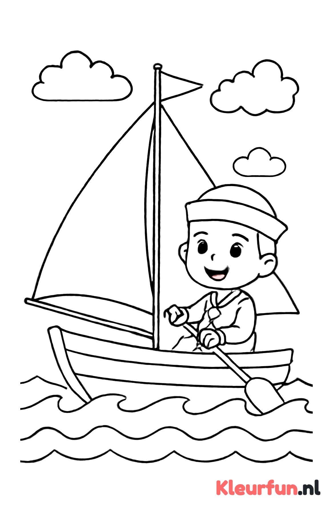 Jonge zeiler op zeilboot