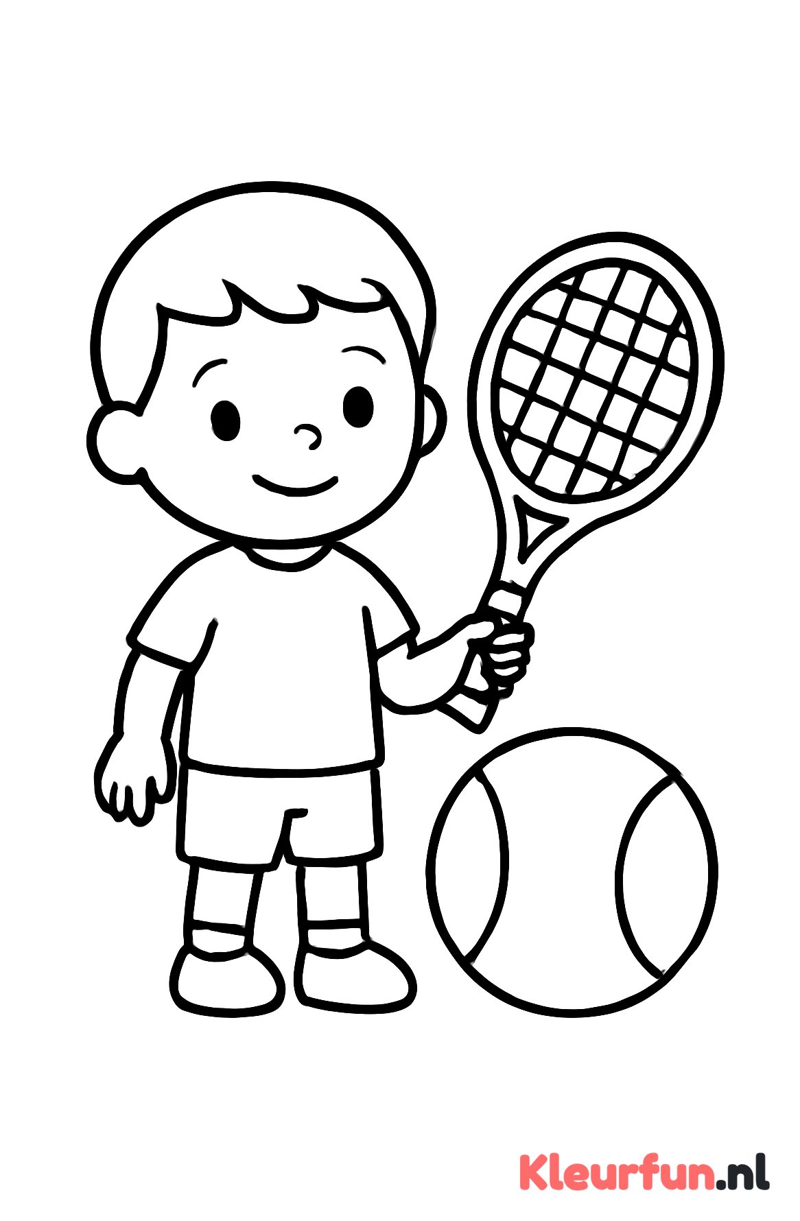 Jongen met tennisracket en bal