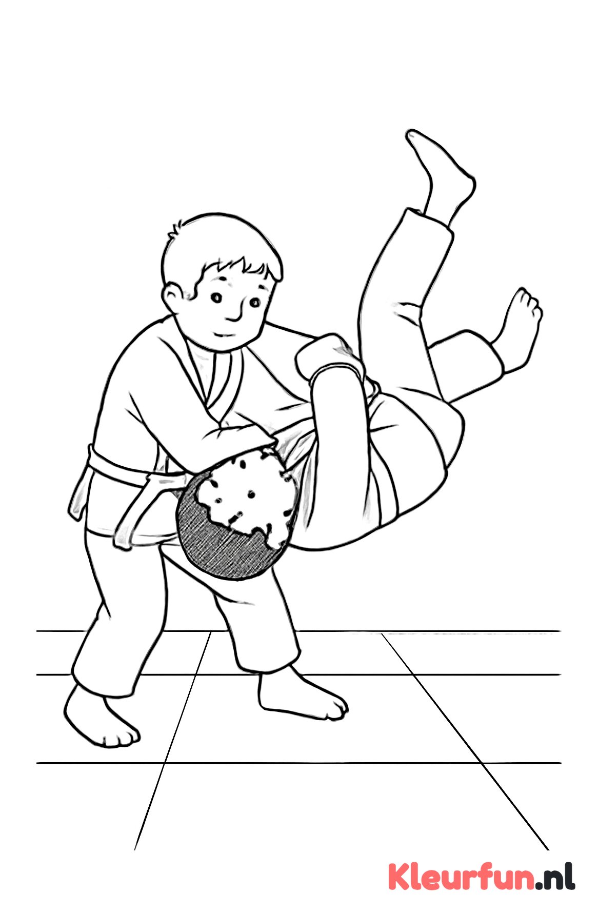 Judoka's oefenen worp