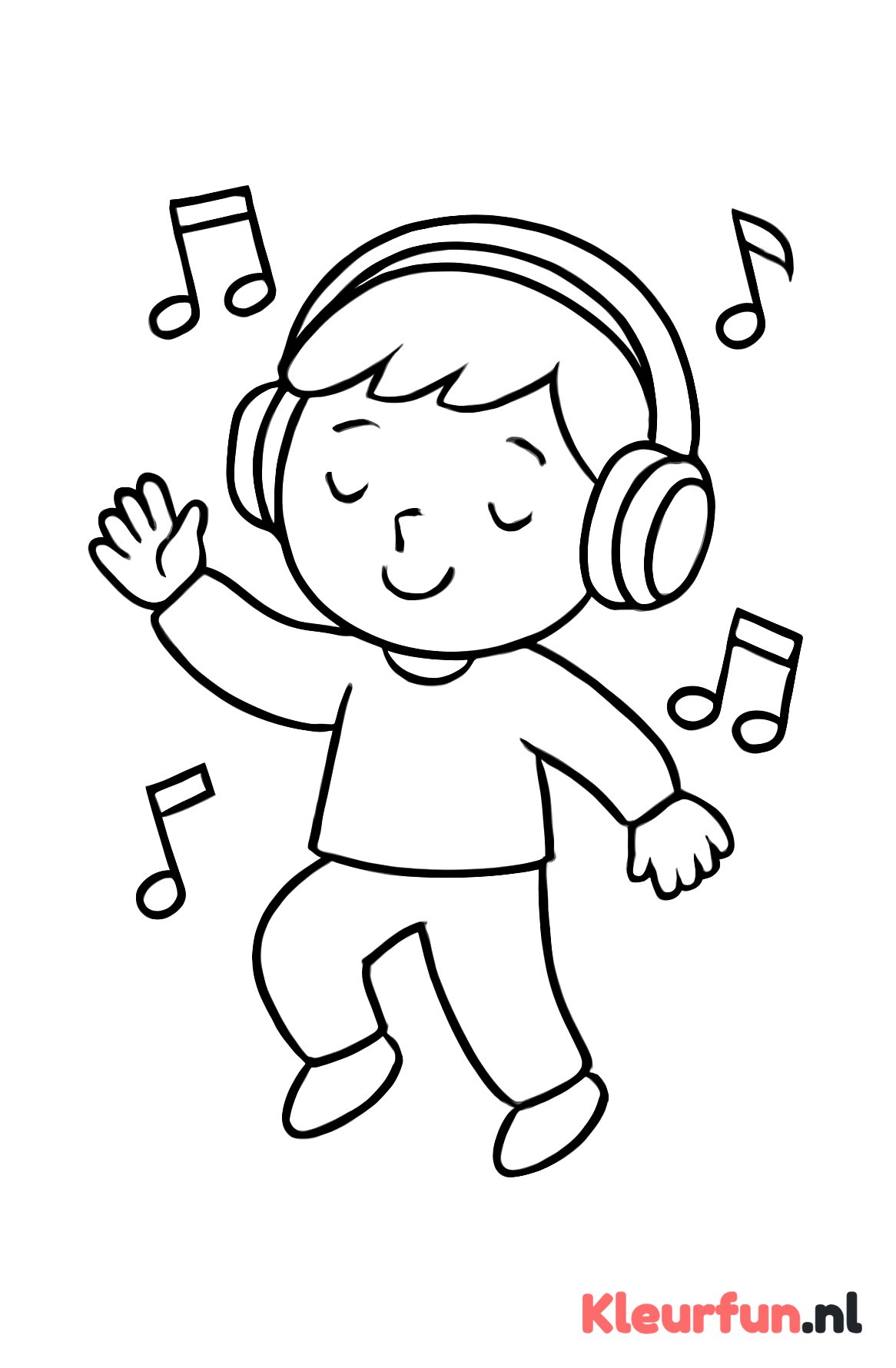 Kind danst met muzieknoten
