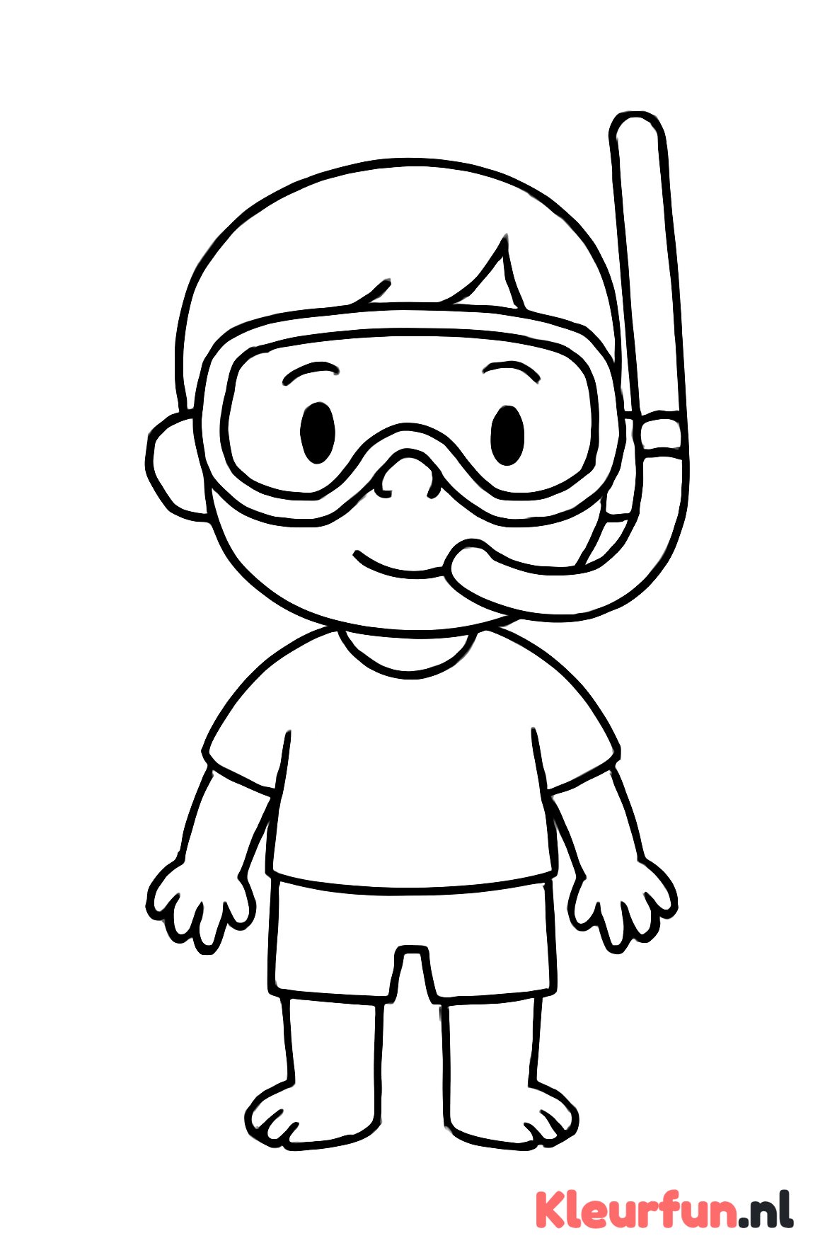 Kind met duikbril en snorkel