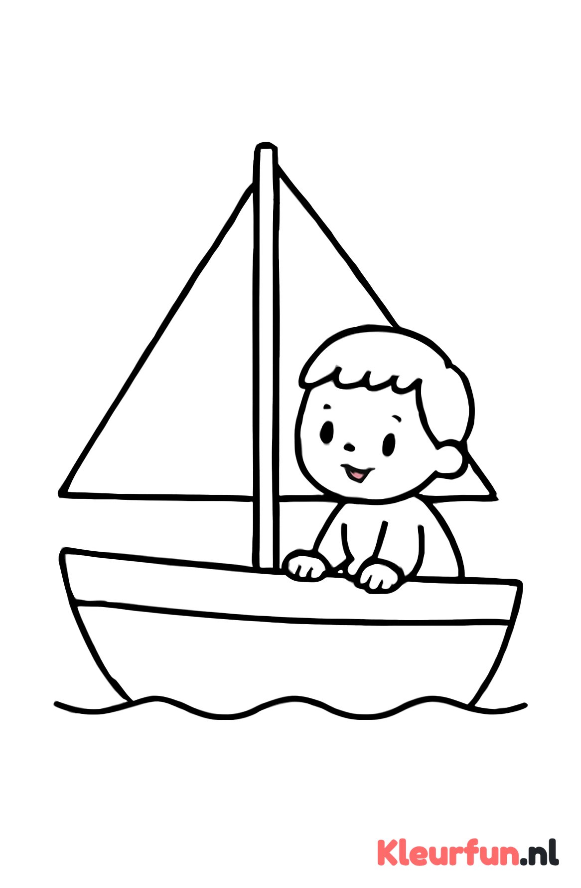 Kind op zeilboot, eenvoudige vorm voor peuters