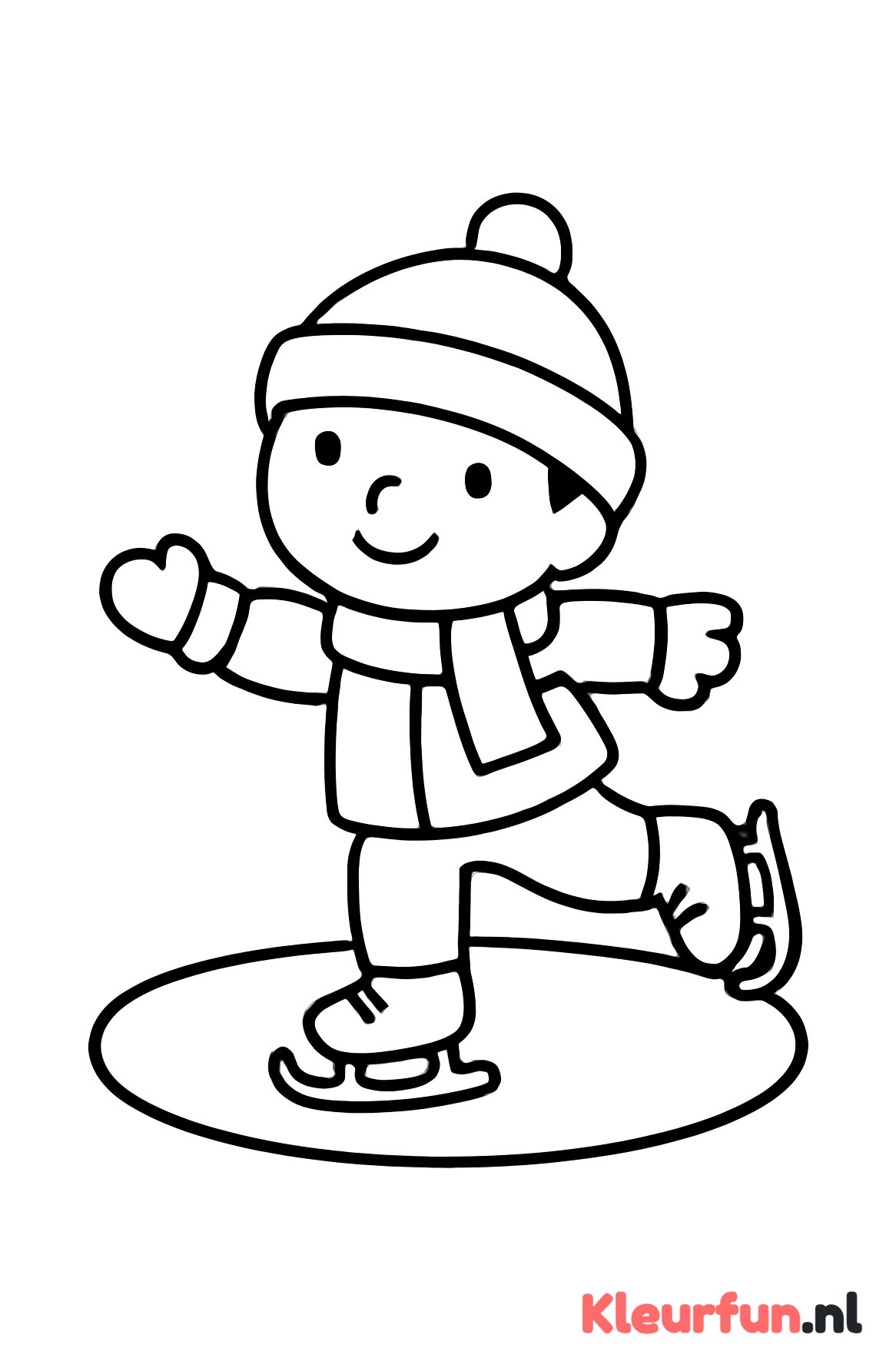 Kind schaatst op glad ijs